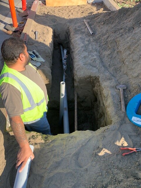 Trench for power to new street light