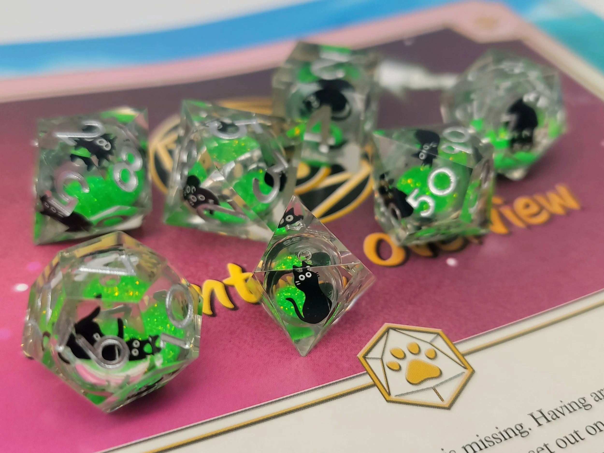 Black Cats on Green Liquid Core Sharp Edge