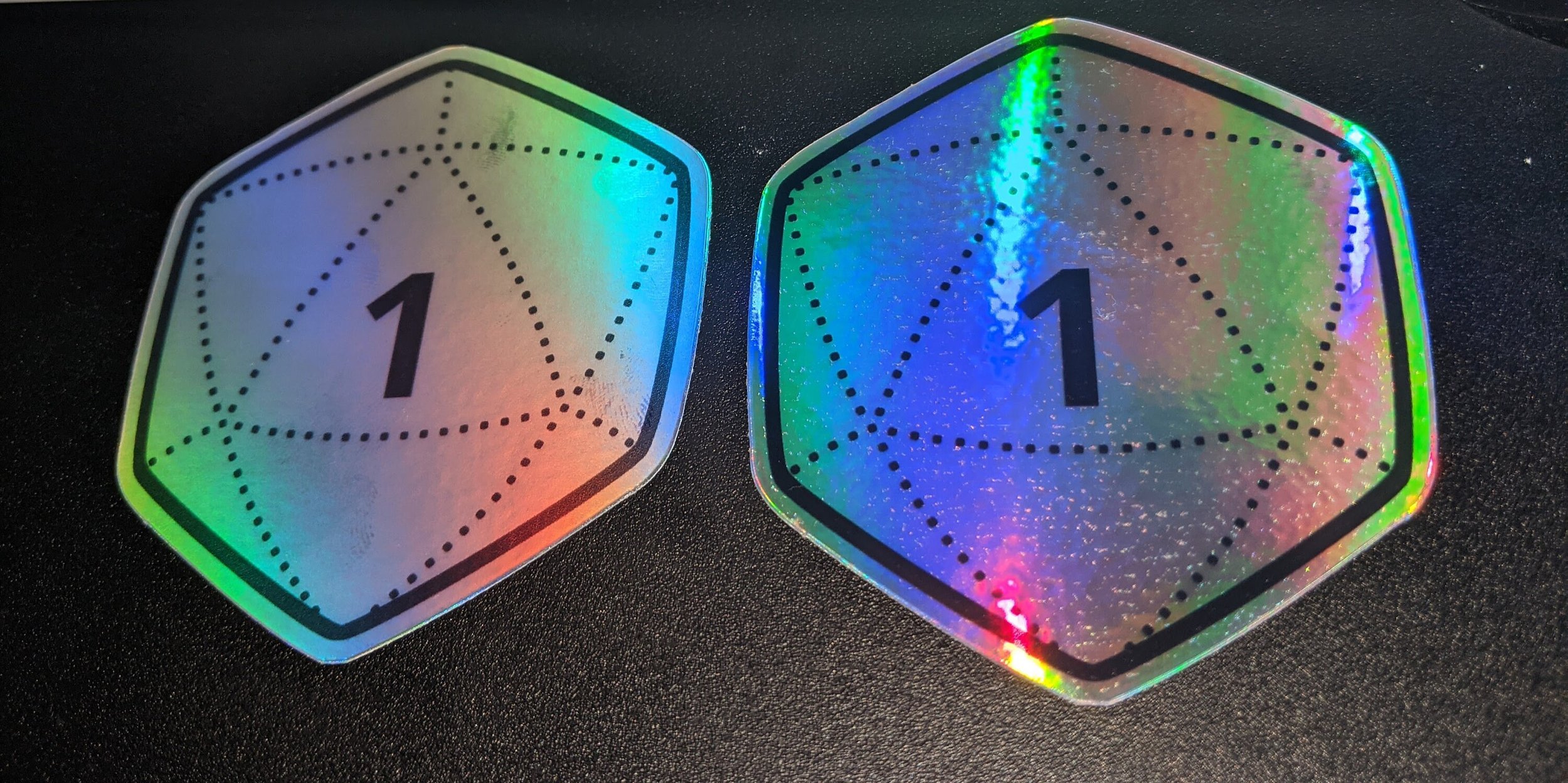 Holographic D20 Critical Fail Dice Sticker
