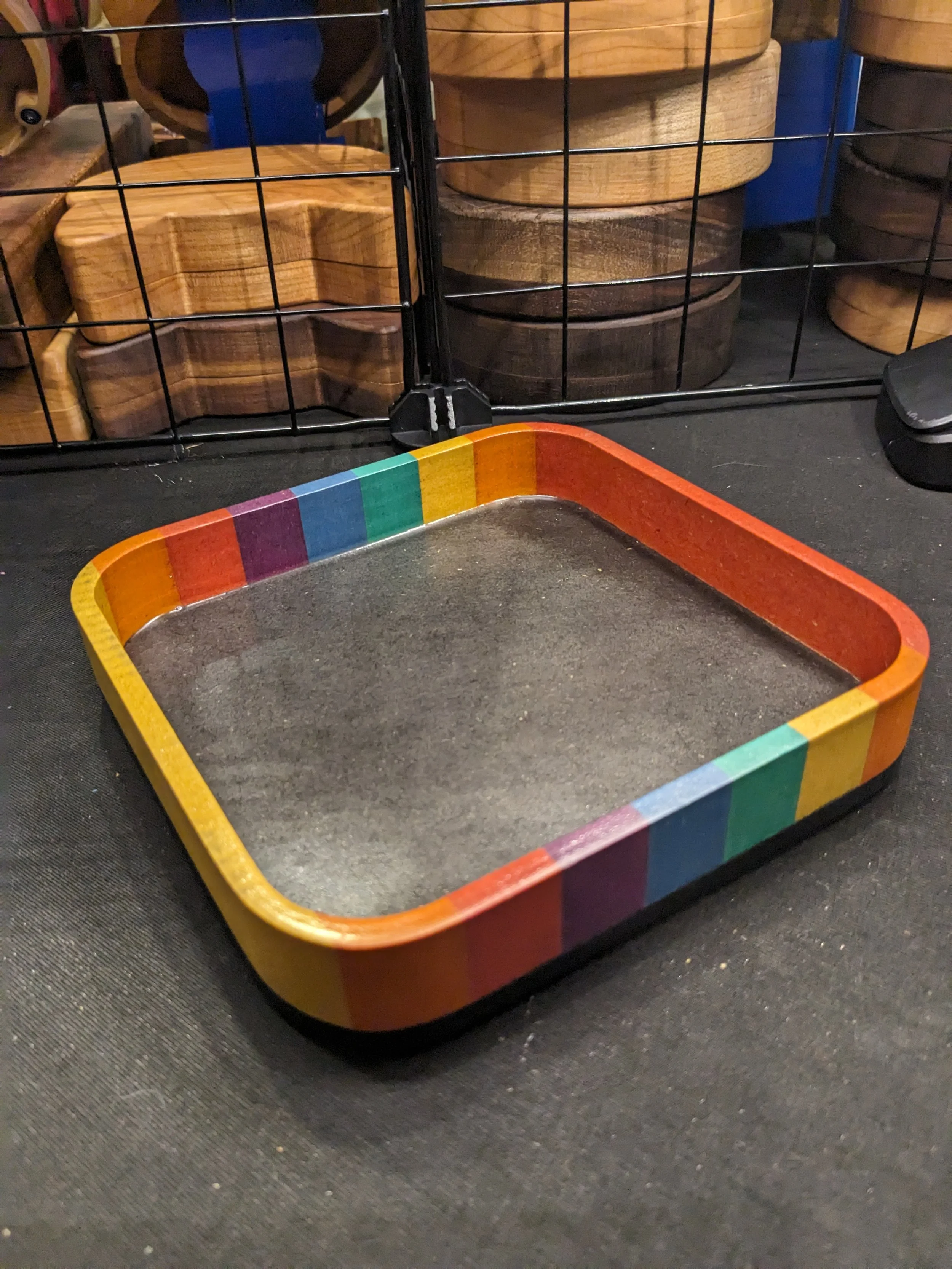 Large Rainbow Dice Tray  with Black Bottom