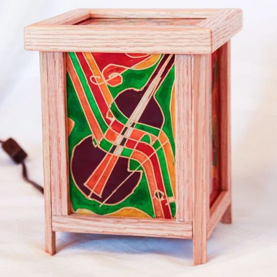 Abstract Wood & Stained Glass Lamp 2