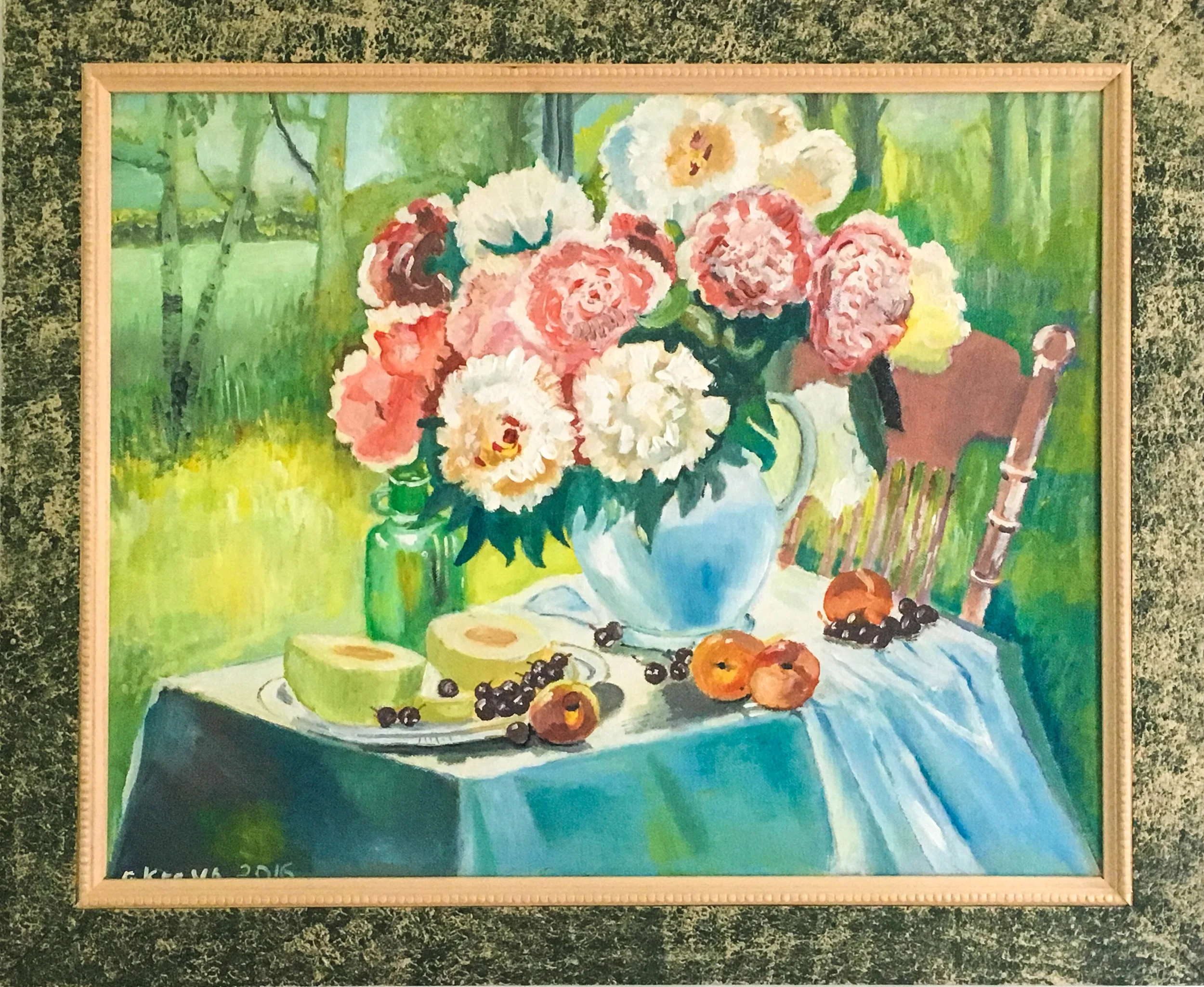 Bouquet and Fruit Outdoors