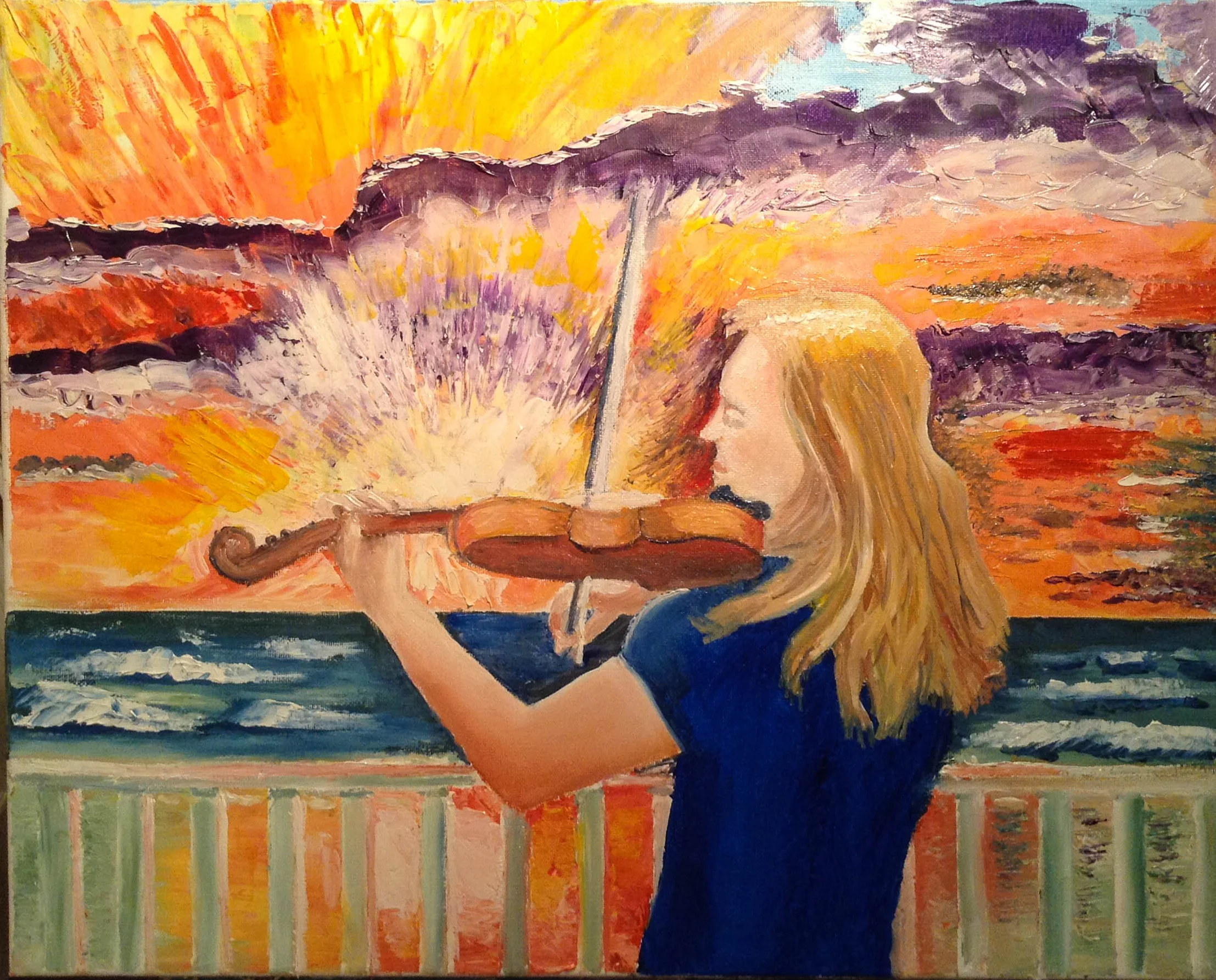 Violin Player at Sun Down