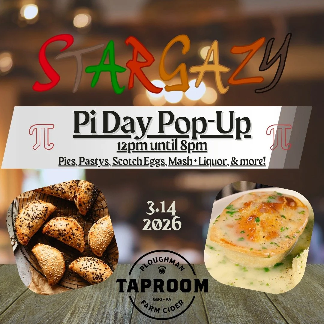 Pi day on a Saturday? Seems only fitting we welcome back Sam with Stargazy for another tasty pop-up event! Full menu to follow but you can be sure he'll be serving up your favorite Stargazy pies, pastys, sausage rolls, mash, and parsley liquor. We'll