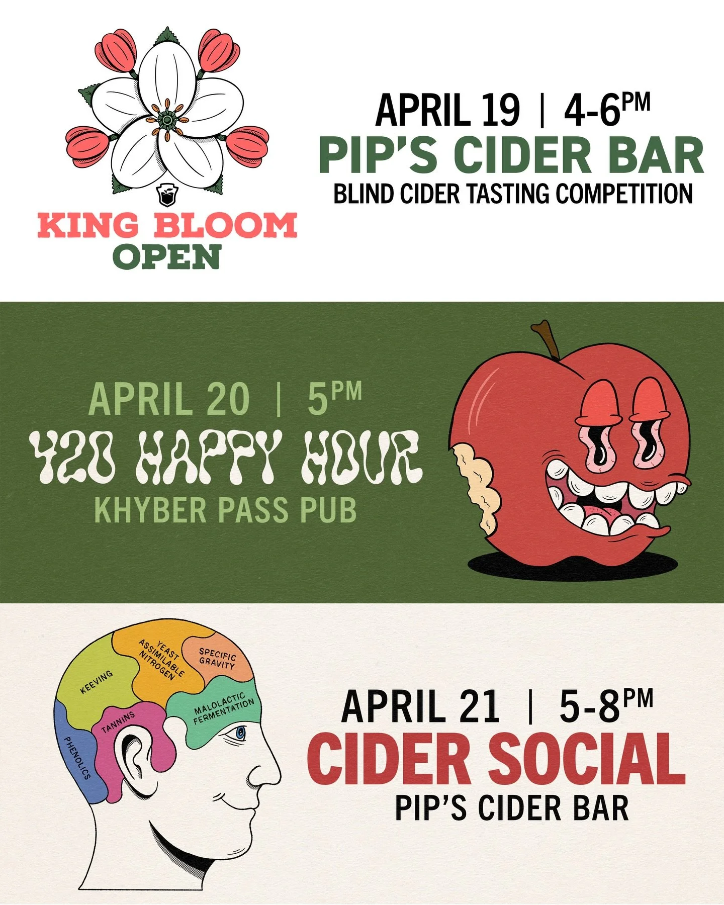 We&rsquo;ve got a full deck for #cbc2026! Come thru!
4/19 - King Bloom Open, a blind cider competition! 4-6, link in bio
4/20 - @khyberpasspub w/ @halfacrebeer 
4/21 - @ciderinstitute Cider social! We&rsquo;ve got so much to learn!