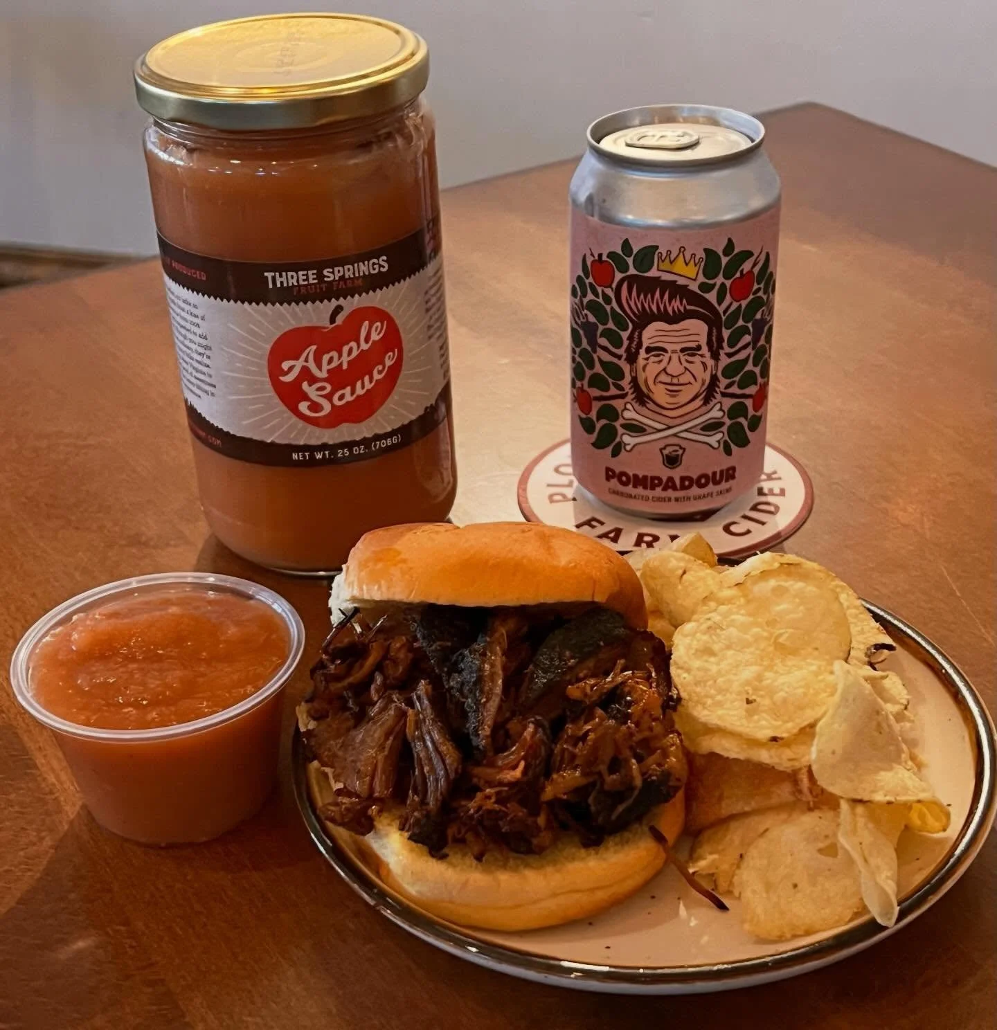 New Month, New Cider, New Food!

We are thrilled to have apple BBQ pulled pork sandwiches on special starting tomorrow thanks to @farmsteadbutcher 
We&rsquo;ll be serving these up with a side of Martin&rsquo;s potato chips and Three Springs apple sau