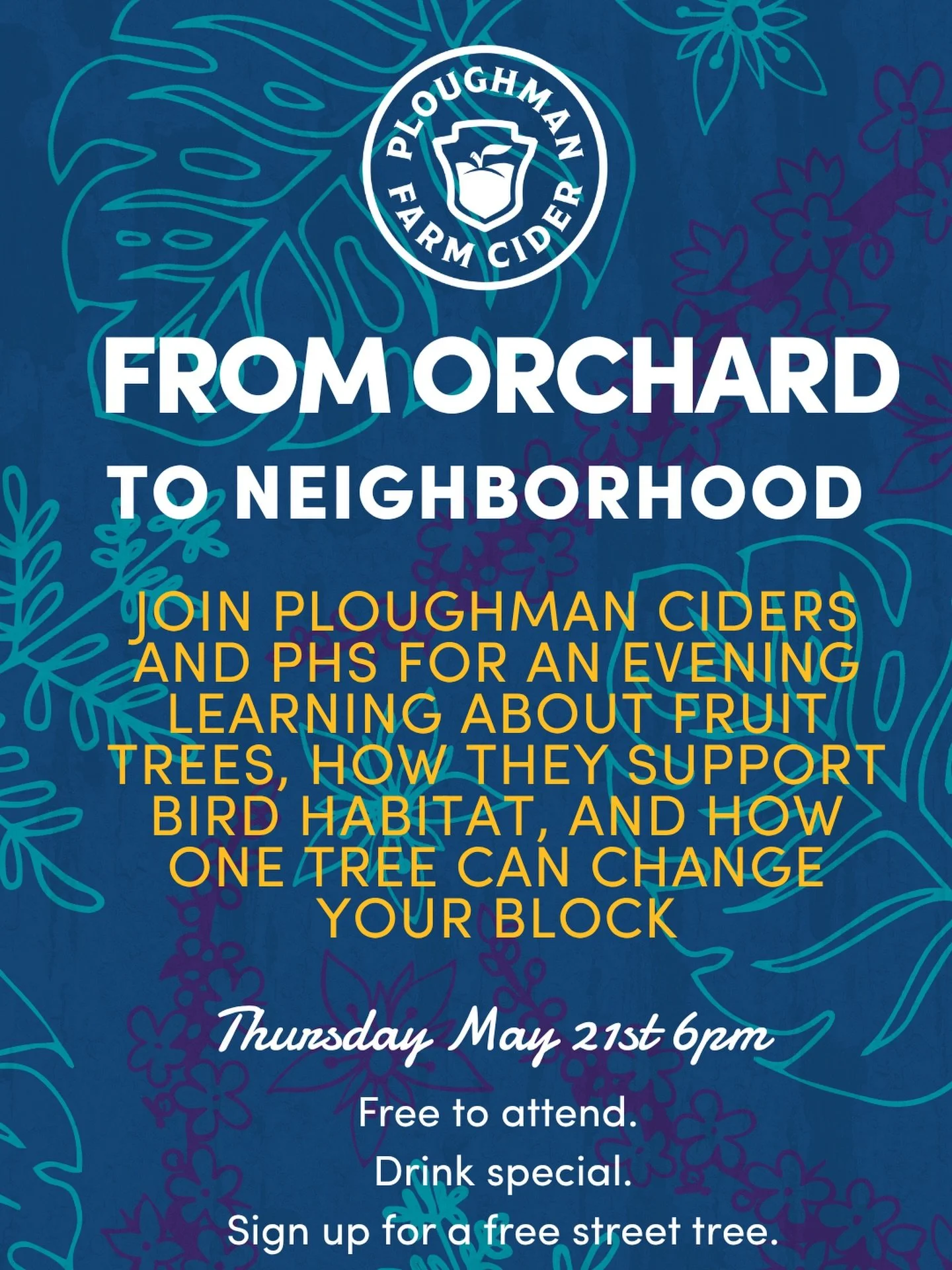 At the intersection of all our favorite things is this event at @phspopupgardens on South Street Thursday night. We&rsquo;re gonna enjoy a cold cider and learn something about birds and tree fruit. And if you&rsquo;re wondering where the live music f