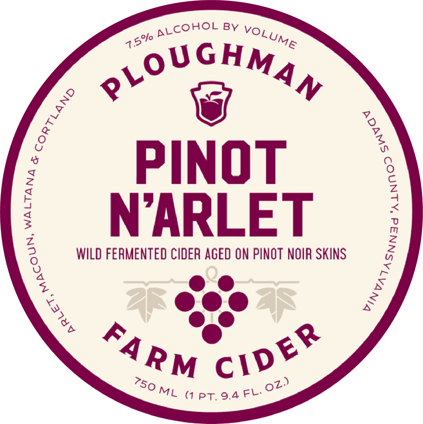PINOT N'ARLET: WILD FERMENTED CIDER AGED ON PINOT NOIR SKINS