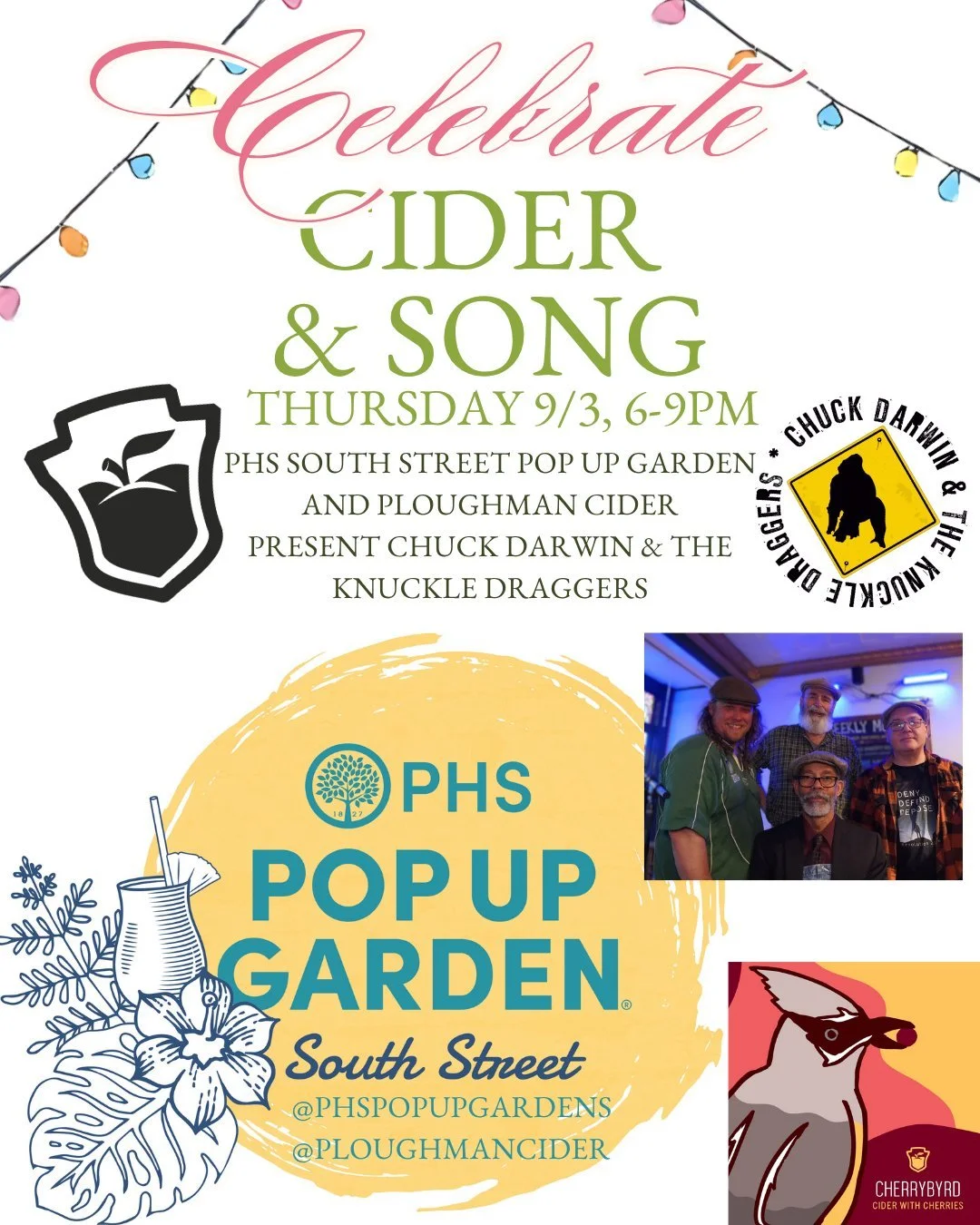Our event with @phspopupgardens  ft. @chuckdarwinmusic  has been rescheduled for Thursday 9/3 at 6pm. Nail the retread to your feet and pray for better weather! ✌️