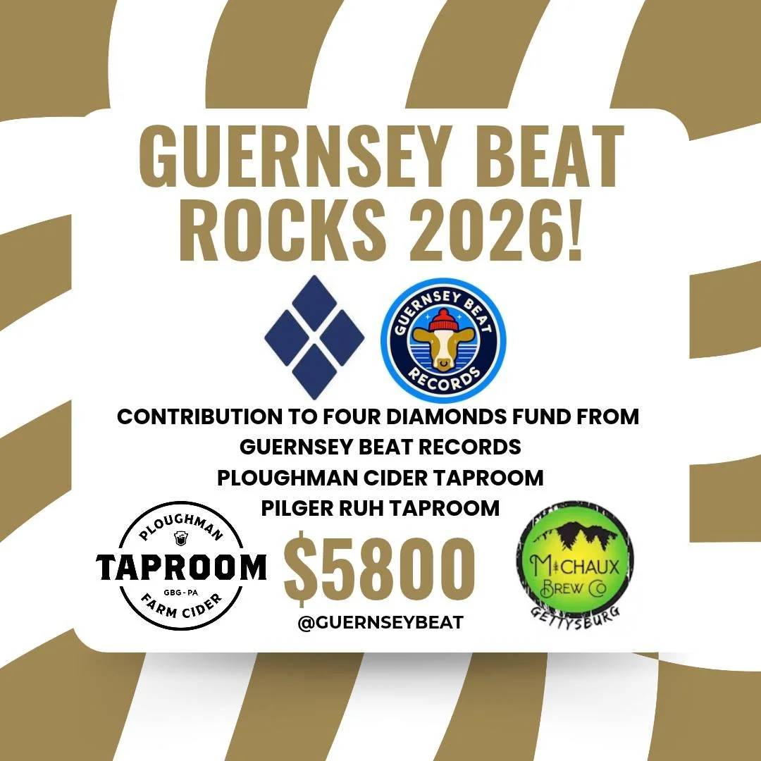 We're so honored to announce a total contribution of $5800 to @fourdiamonds as a result of August's Guernsey Beat Rocks event. We wanna thank @michauxbrewing_gettysburg and the volunteers of @guernseybeat &amp;  @gburgrocks for all the work they put 
