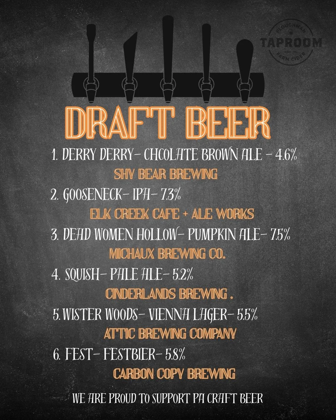Heading into the weekend, here is what you can hope to see on draft at the Taproom! We are headed for the cooler weather (sort of) and therefore darker styles will become more of a staple on at least one line. We still hope to have something for ever