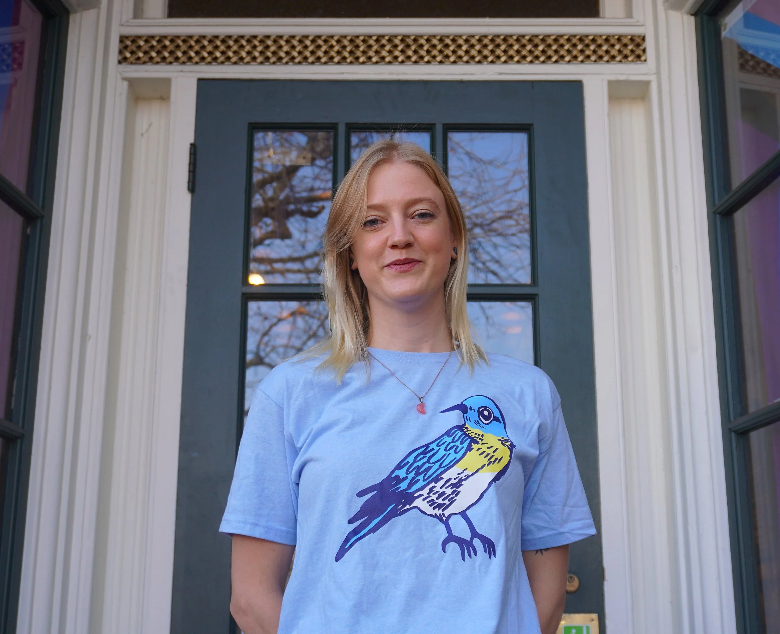 Birdwatcher T Blue Front.JPG