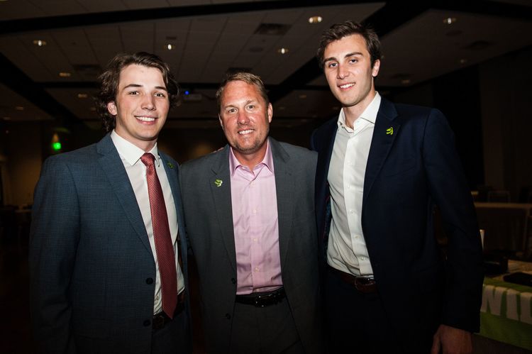 CFL Co-founders, Andrew Renshaw (left) and Jonathan Wilfong (right) with keynote speaker Coach Hugh Freeze of Ole Miss. 