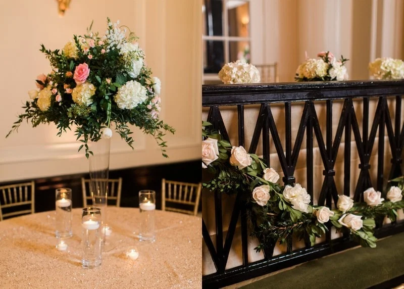 Tall Greenery and Blush Centerpiece