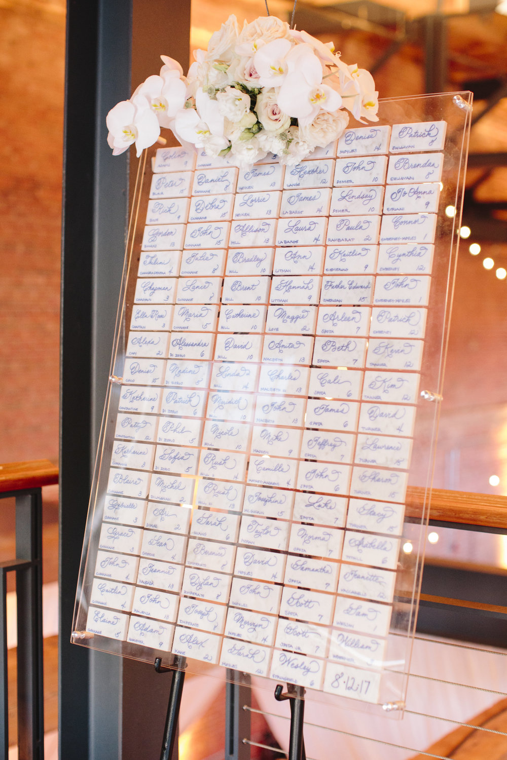 Plexiglass wedding escort cards
