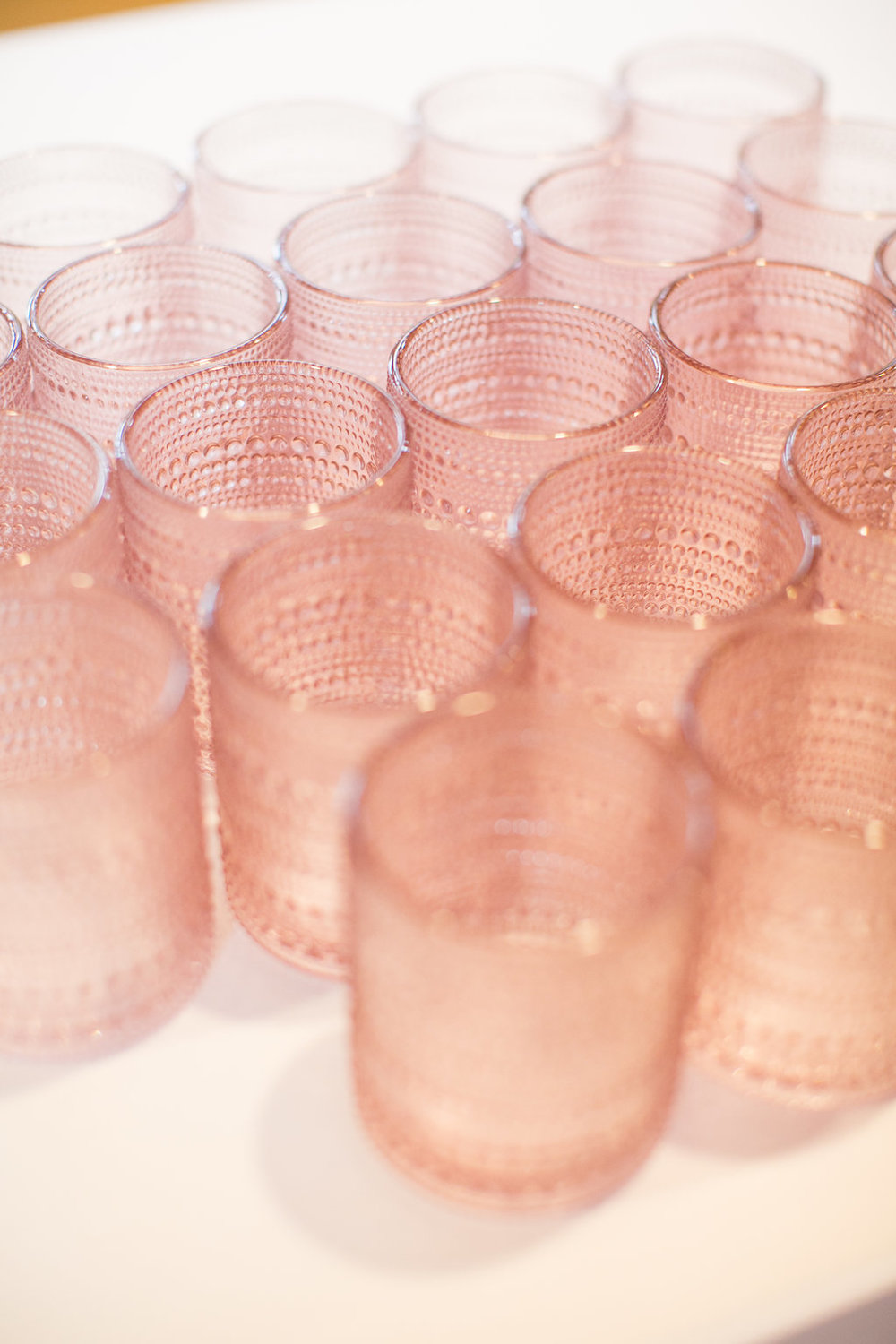 Pink wedding glassware
