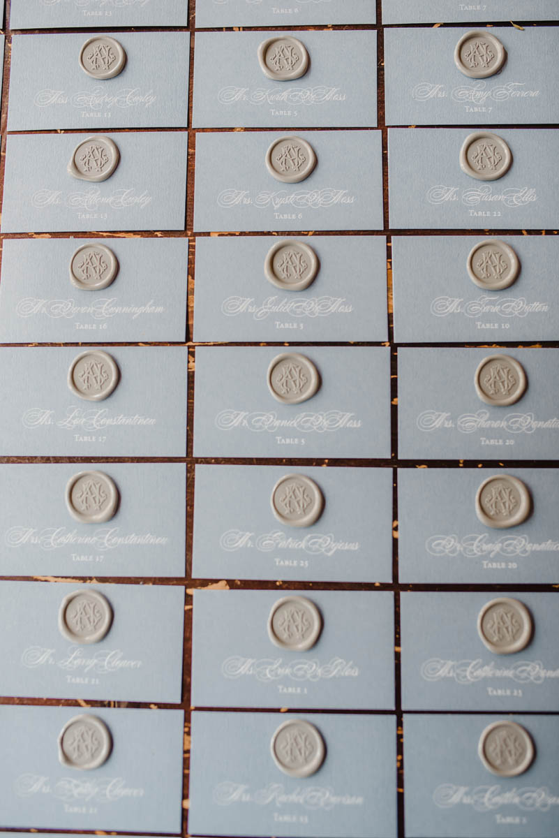 Wax seal escort cards with calligraphy