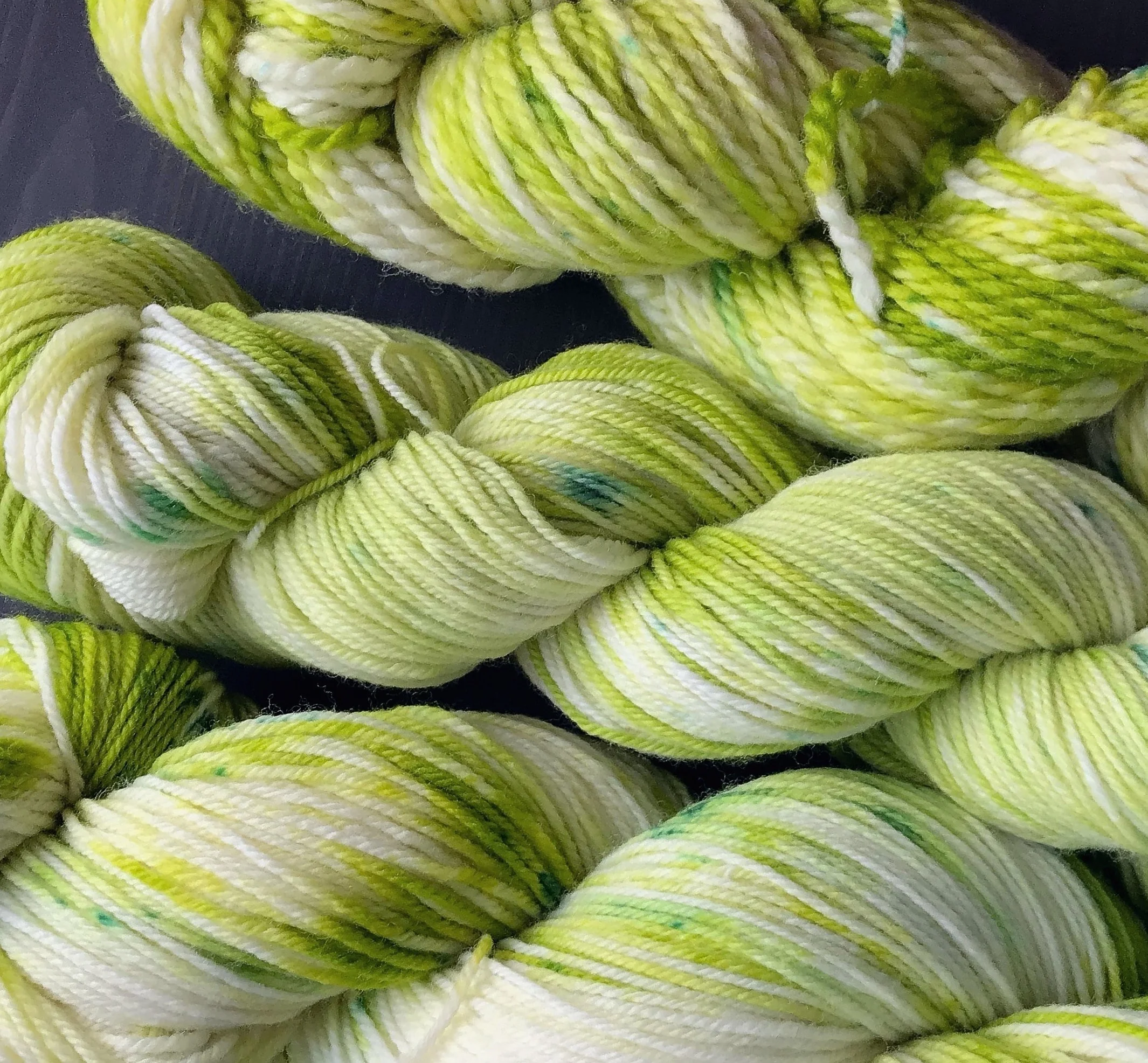 Pictured on Targhee Sock, Merino Sport, and BFL Aran