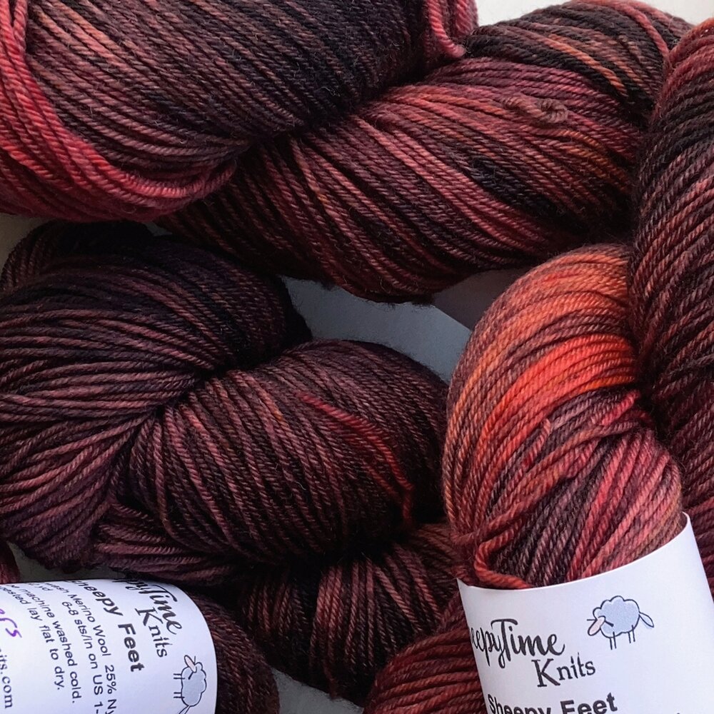 Embers Sheepy Feet Sock Yarn brown orange red black — Sheepy