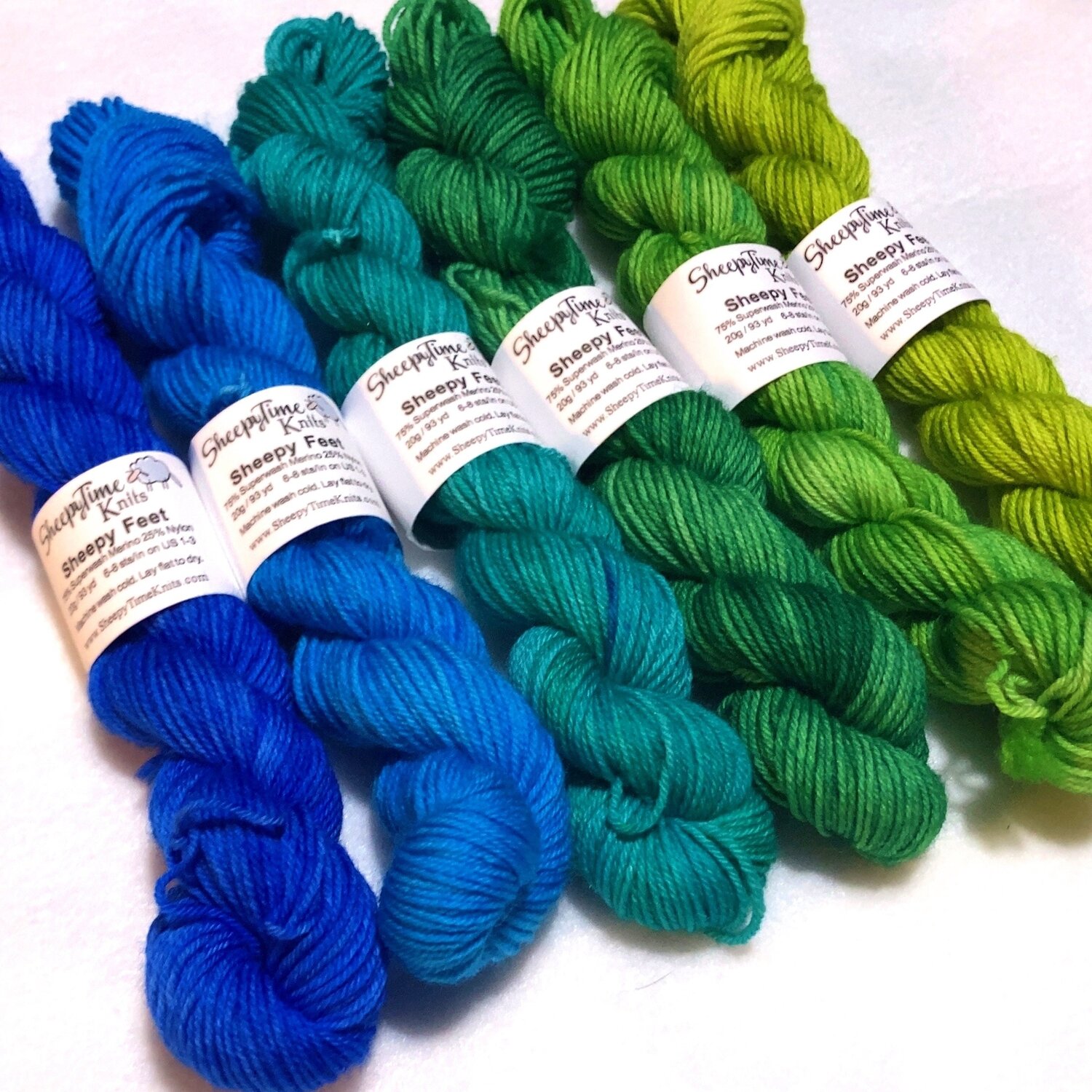 Blue-Green Gradient Sock Set Sheepy Feet Sock Yarn — Sheepy Time Knits