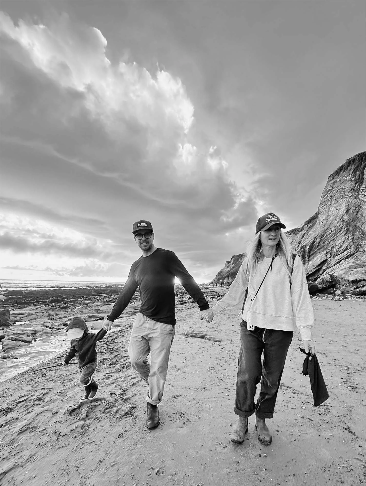 Sharon Newsom with her husband and young son