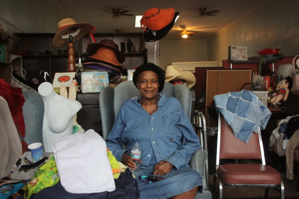 Cynthia Smith in her thrift shop.