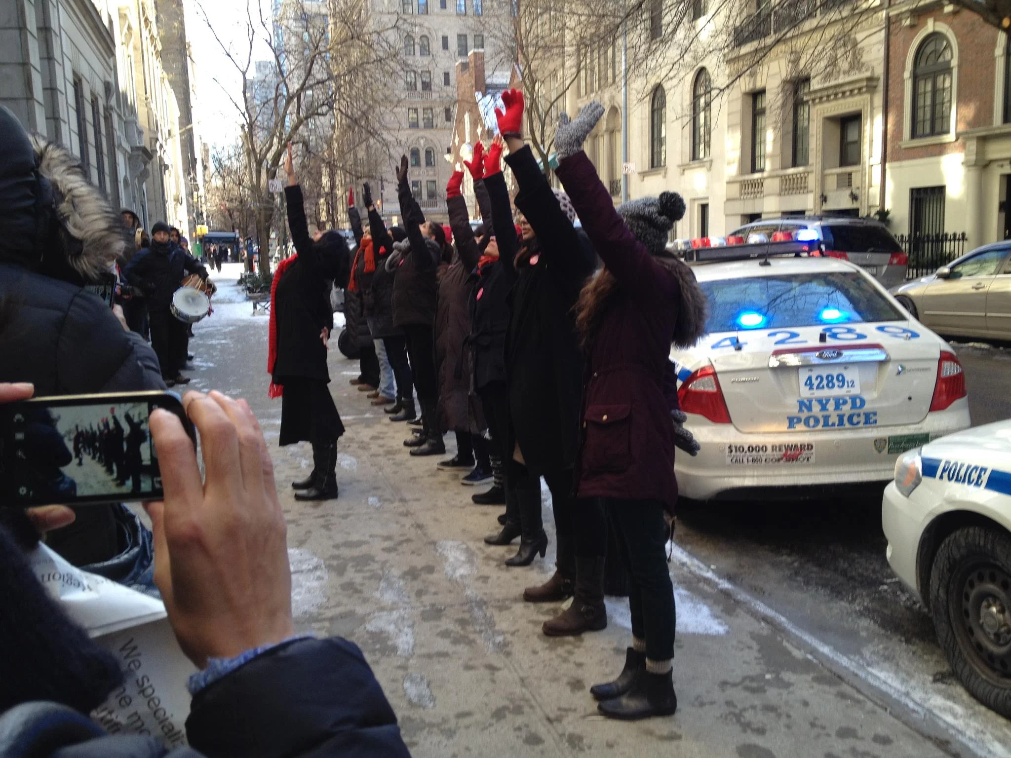Freedom. Safety. NOW. 1.0 at the Indian Consulate.