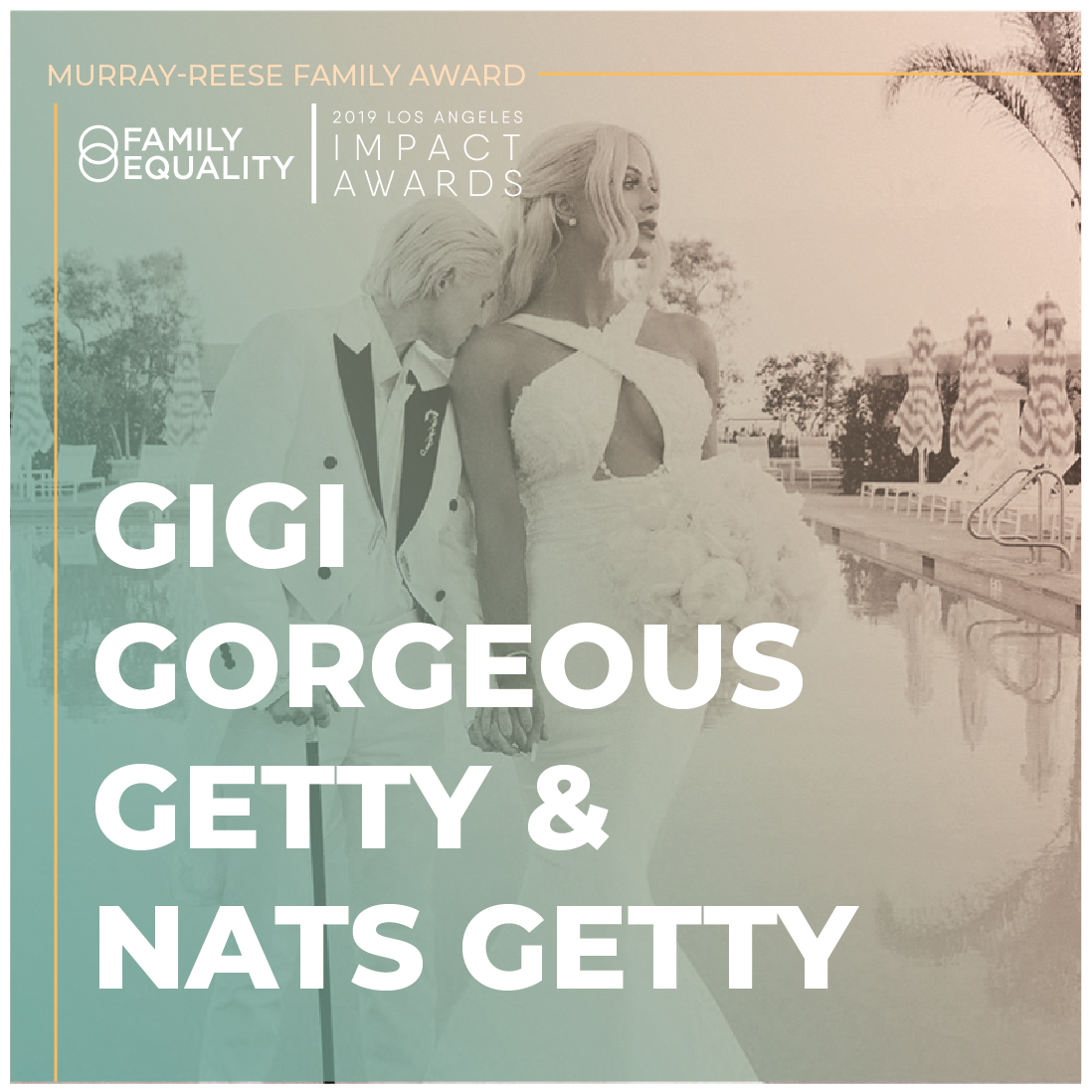 Sample caption: It’s about time we celebrated people who make #LGBTQ lives better. Can’t wait to join @familyequality in honoring @gigigorgeous and @NatsGetty at the #LAImpactAwards. laimpactawards.com