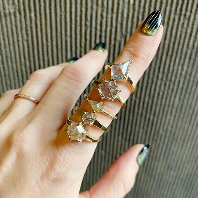 New collection! Fancy cuts rutilated quartz rings in 14K #gold ✨ Come see the whole collection at @meleetheshow - it&rsquo;s the last day! Here till 7pm at @thehighlinehotelnyc ✨💍✨ #meleetheshow #laurenwolfjewelry