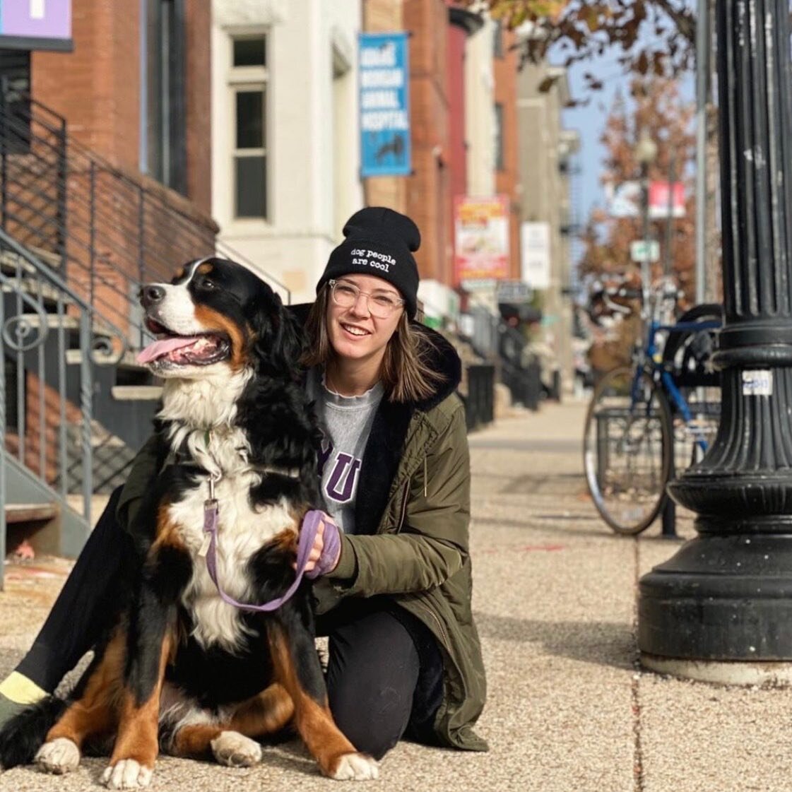 Happy #dogmommonday from Jamie and Rocky! Rocky is a Bernese Mountain Dog which means he&rsquo;s a big guy, but nobody tell him that! He thinks he&rsquo;s a cuddly little kitten. If you&rsquo;re lucky enough to run into him he&rsquo;ll plop right dow