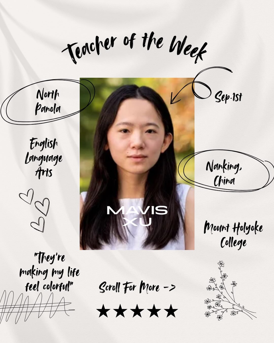 Teacher of the Week: Mavis Xu! Scroll for More -> #mississippiteachercorps