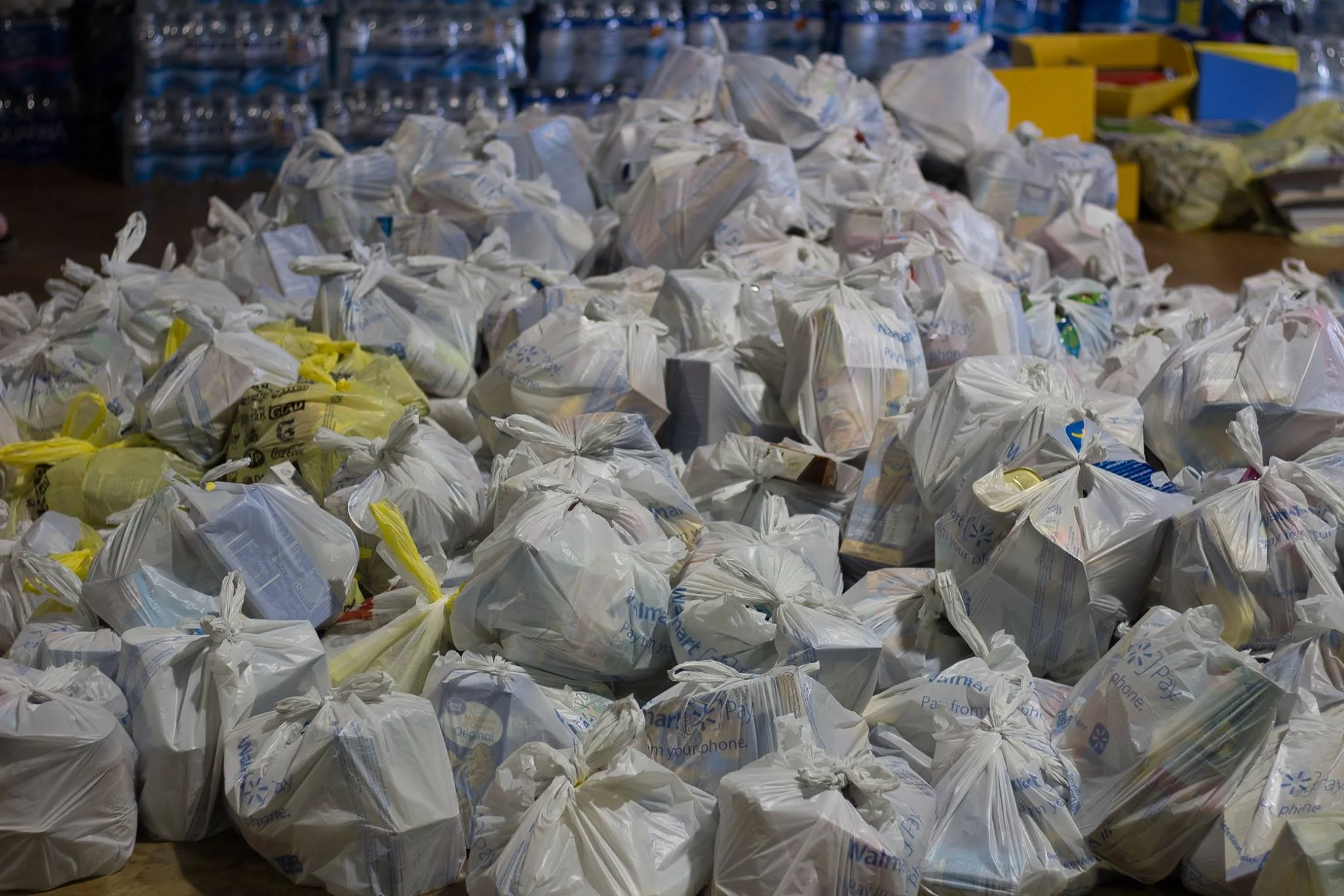 Bags of items they purchased from Walmart with the money that was raised from Minnesota residents. Photo by Kim Northfield