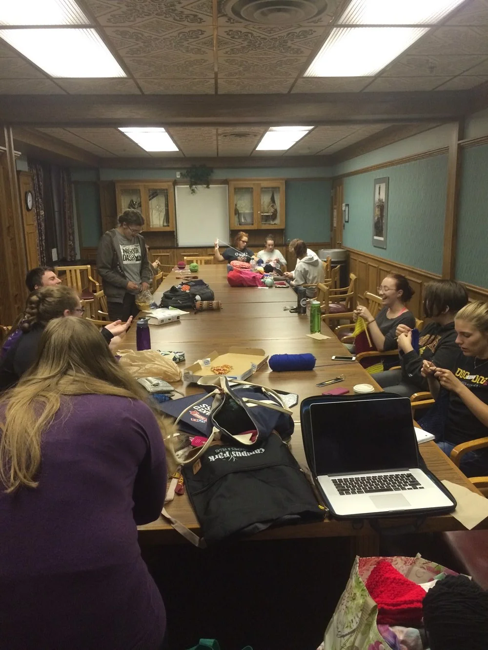 The Knit Wits at a typical meeting. Photo Courtesy of Emily Ferrier
