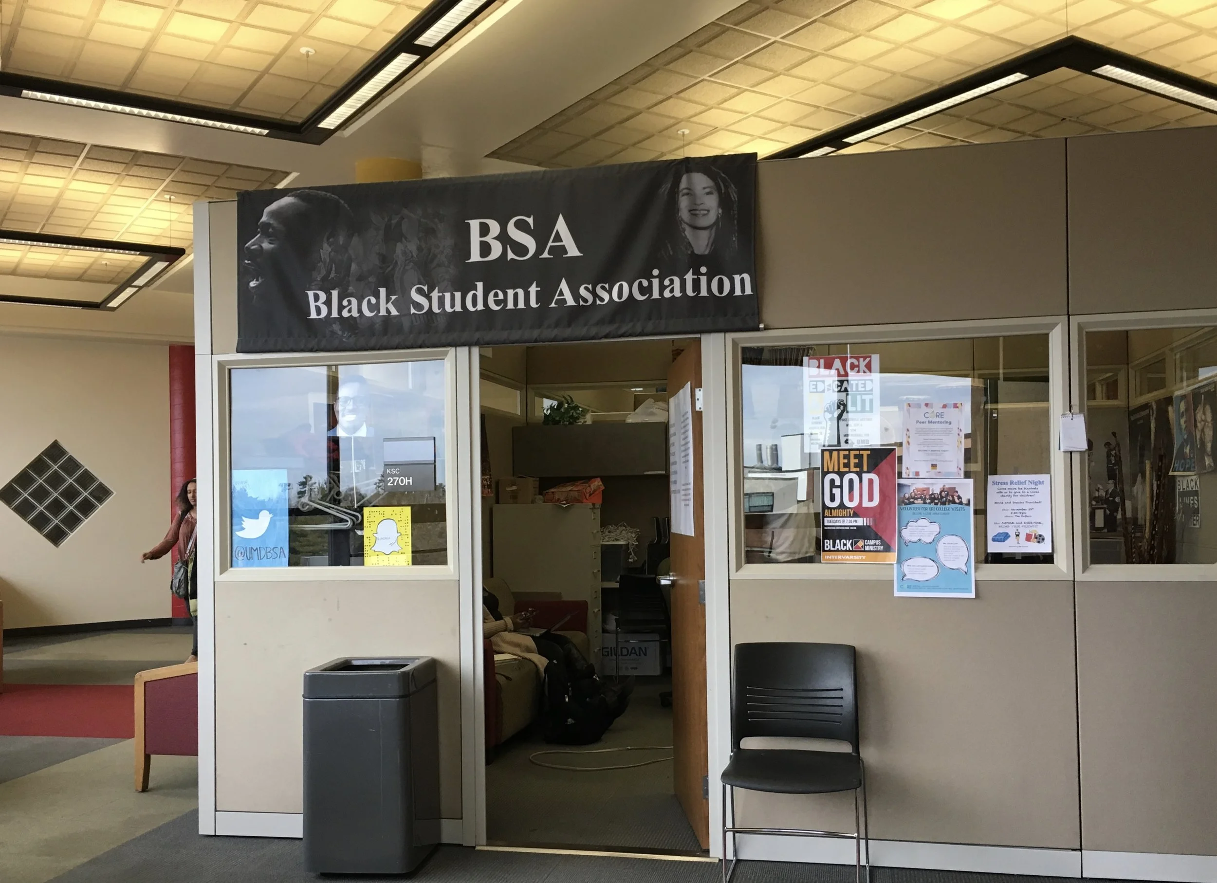 The exterior of the BSA cube in the Multicultural Center at UMD. Photo courtesy of Hannah Cornish 