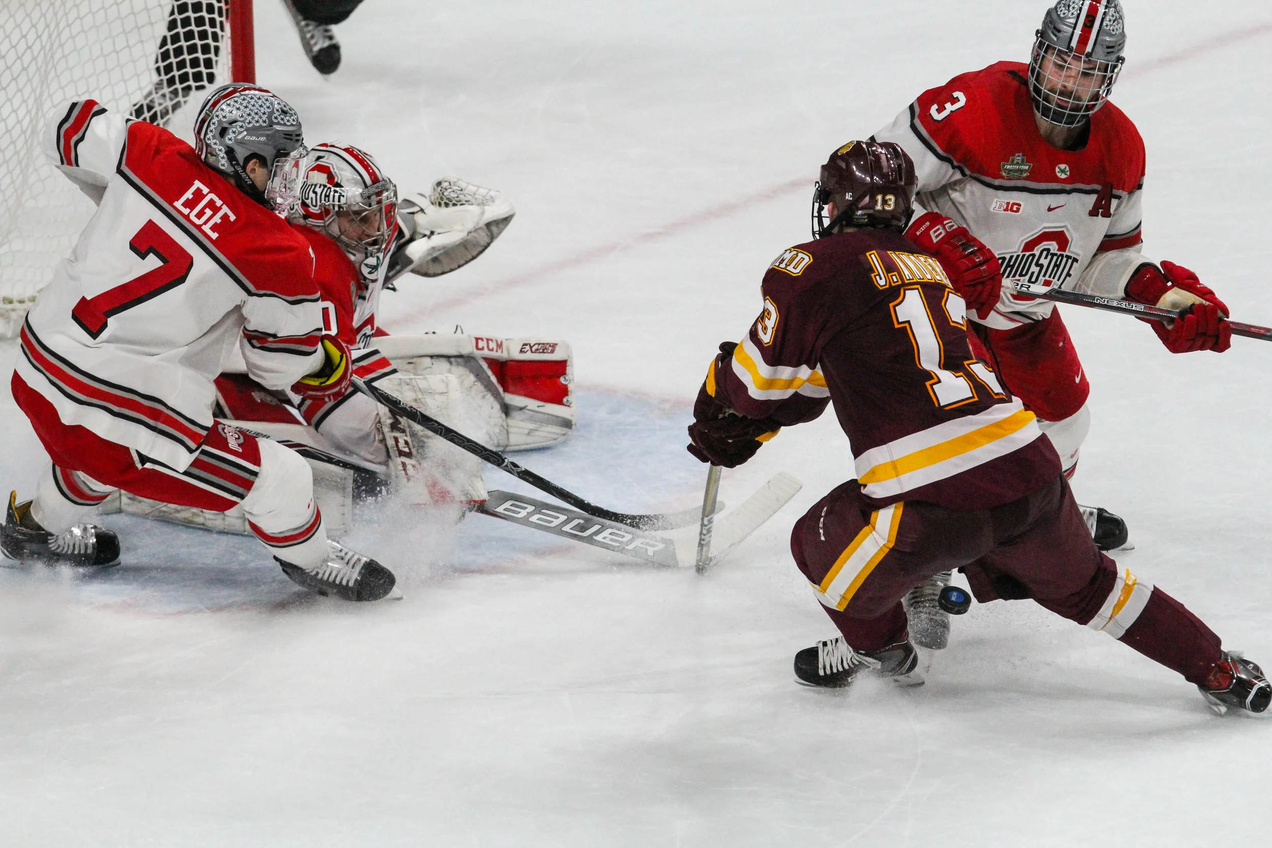Joey Anderson battles in front of the net. Photo courtesy of Krista Mathes