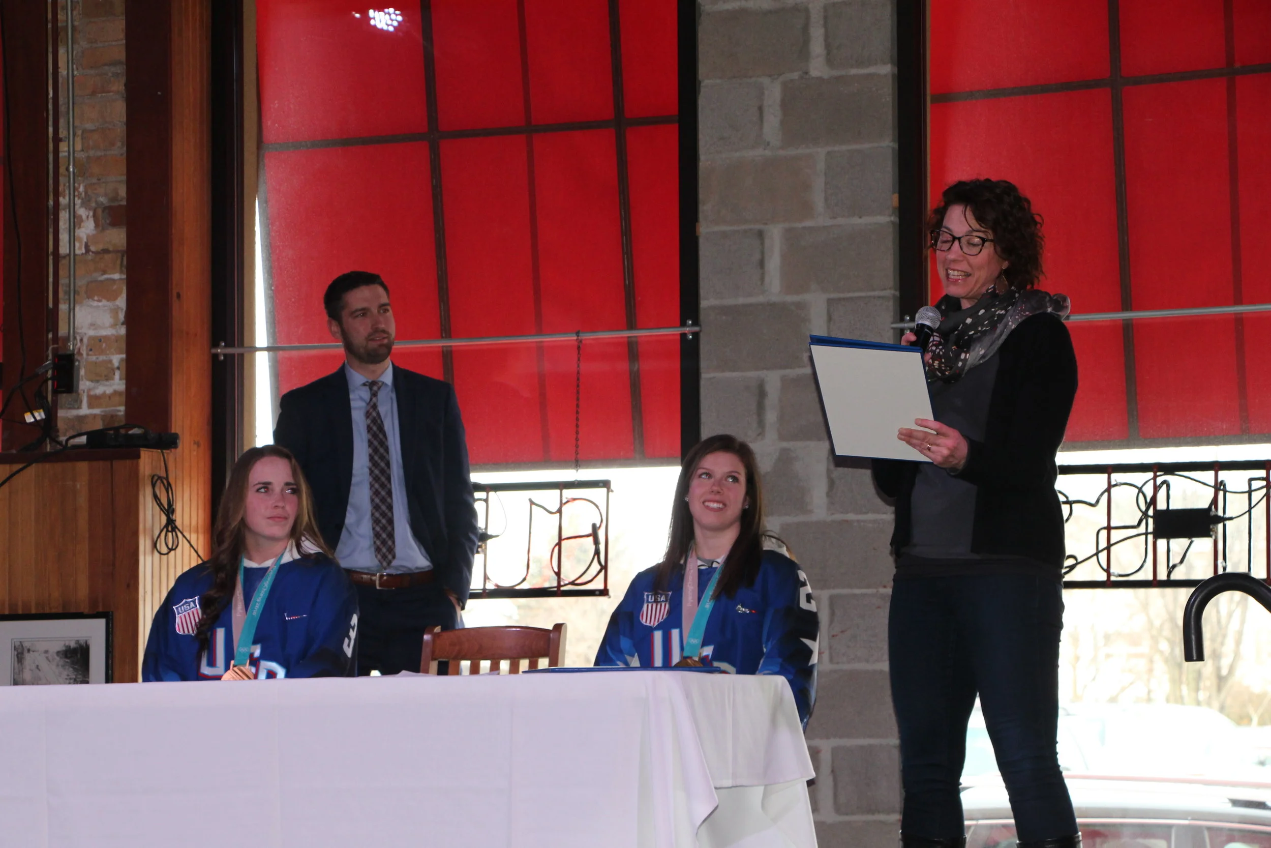 Gold Medal celebration held for Maddie Rooney, Sidney Morin