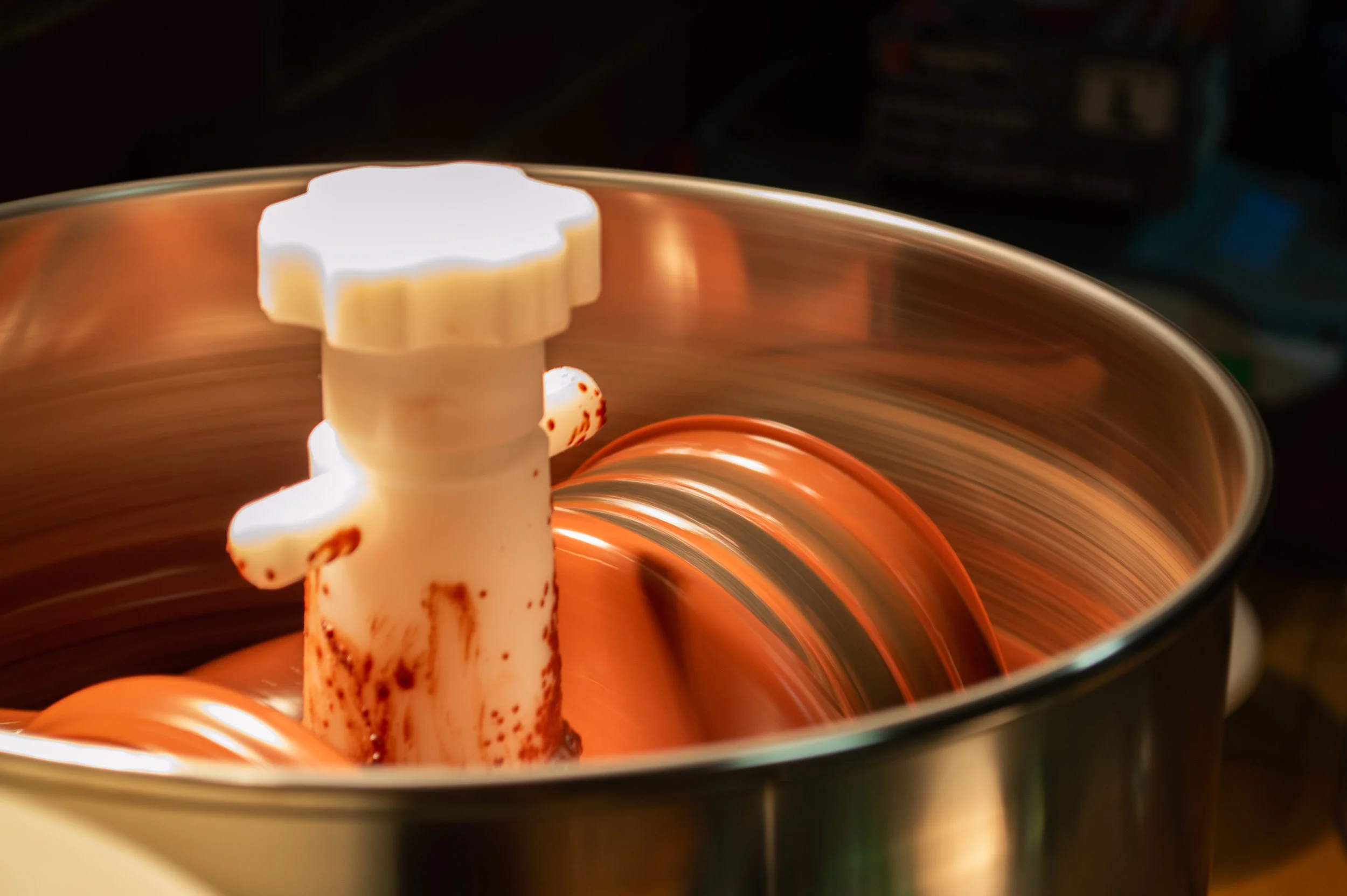 This is the process of the blending the chocolate. Photo by Jake Barnard