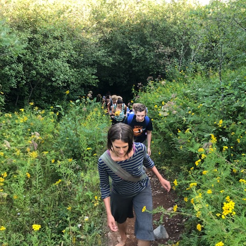 A group of women and some of their children hiking at Hartley Nature Center on Aug. 21, 2018. Women Hike Duluth encourages women to bring their kids to get them involved with the outdoors too. Photo courtesy of Jessica Schoonover