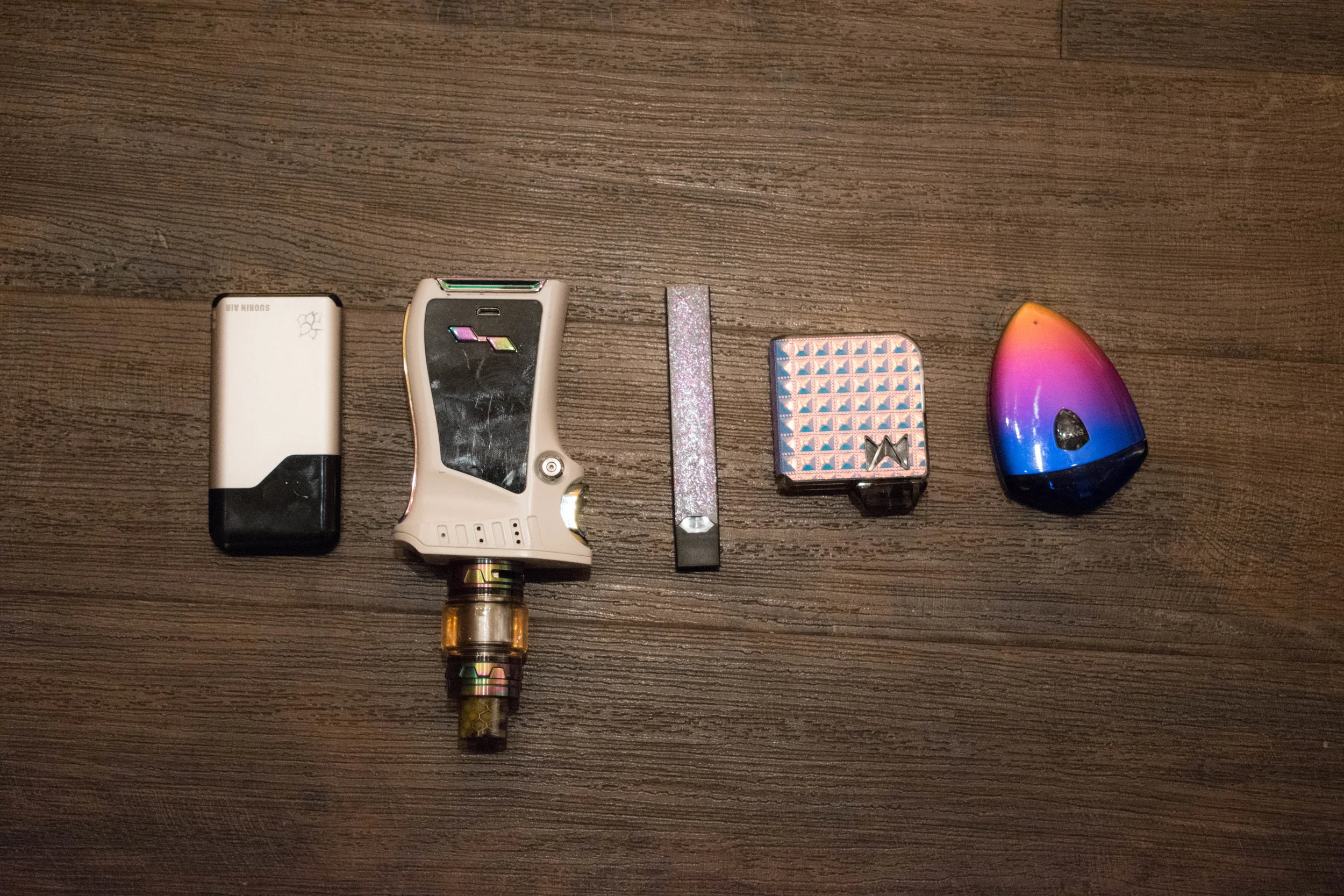 Different vaping devices. Photo by Karli Kruse