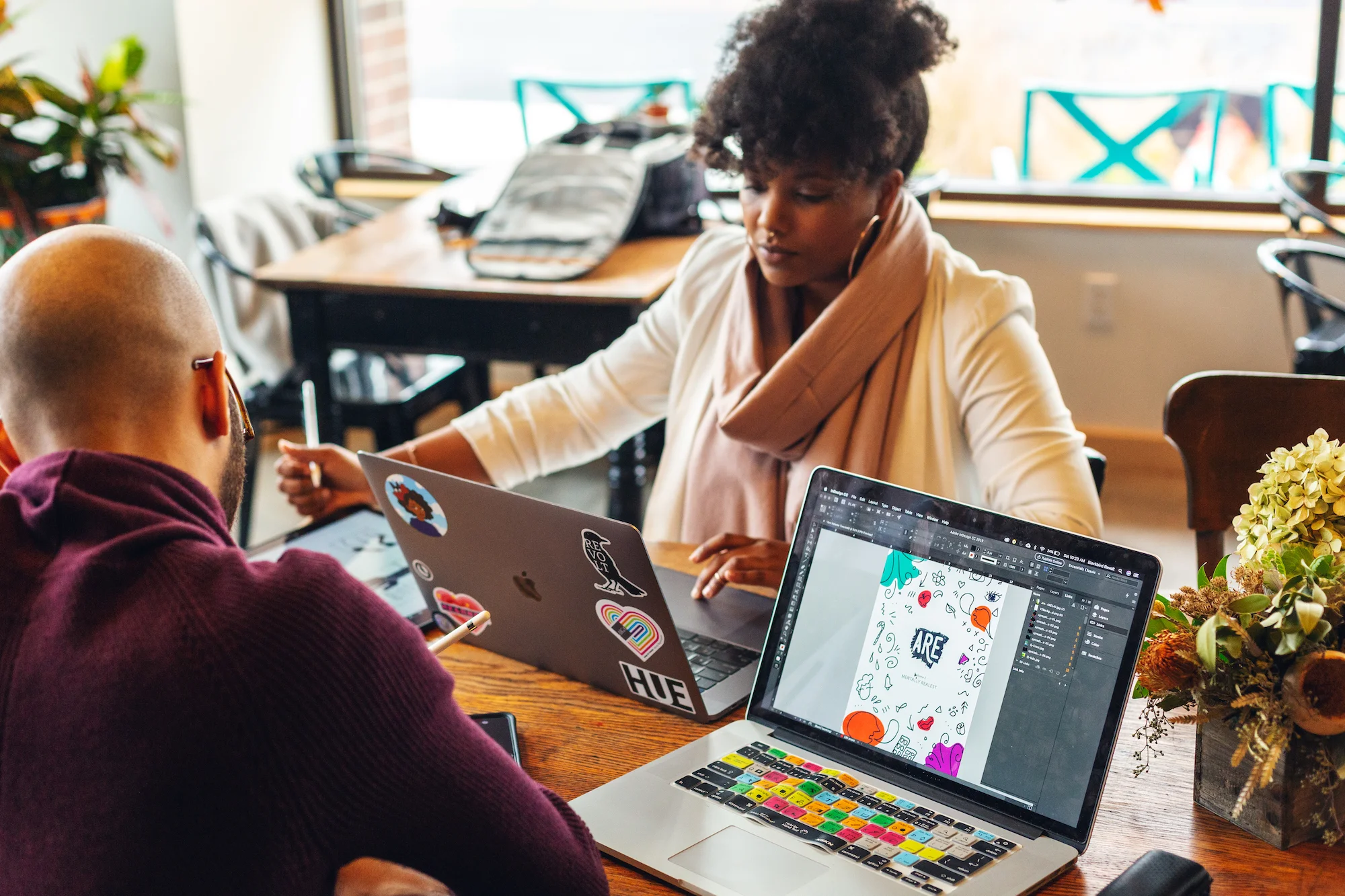 Terresa Moses working on her project Blackbird Revolt centered around design and creativity geared towards social justice groups. Photo courtesy Nemuel Sereti