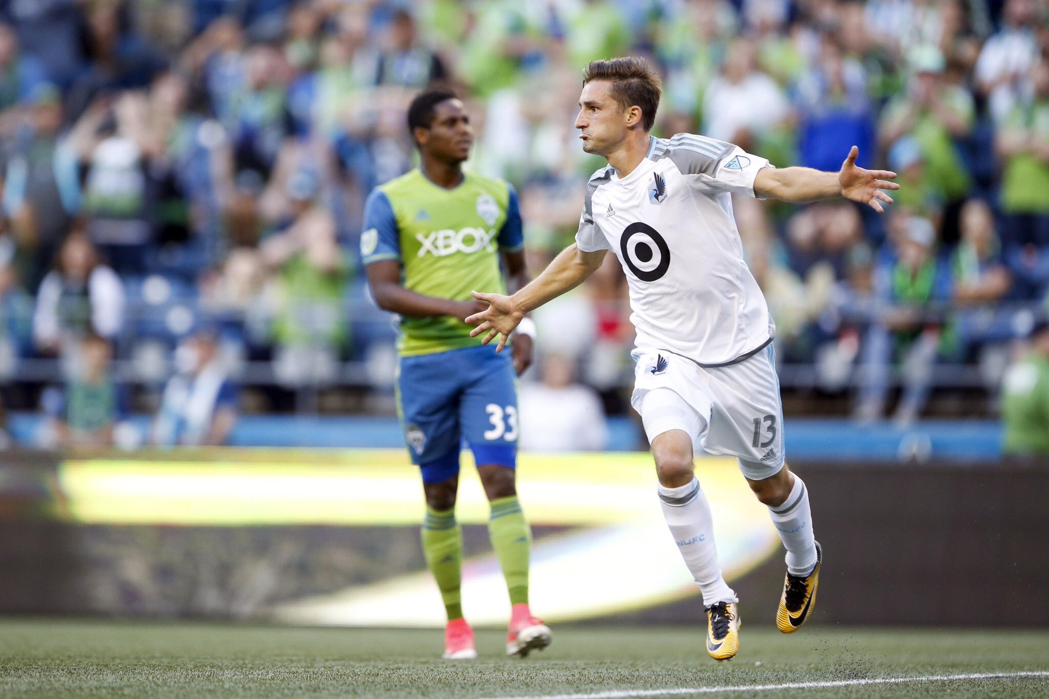 Finlay celebrates his debut goal against the Sounders, Photo Courtesy of Minnesota United