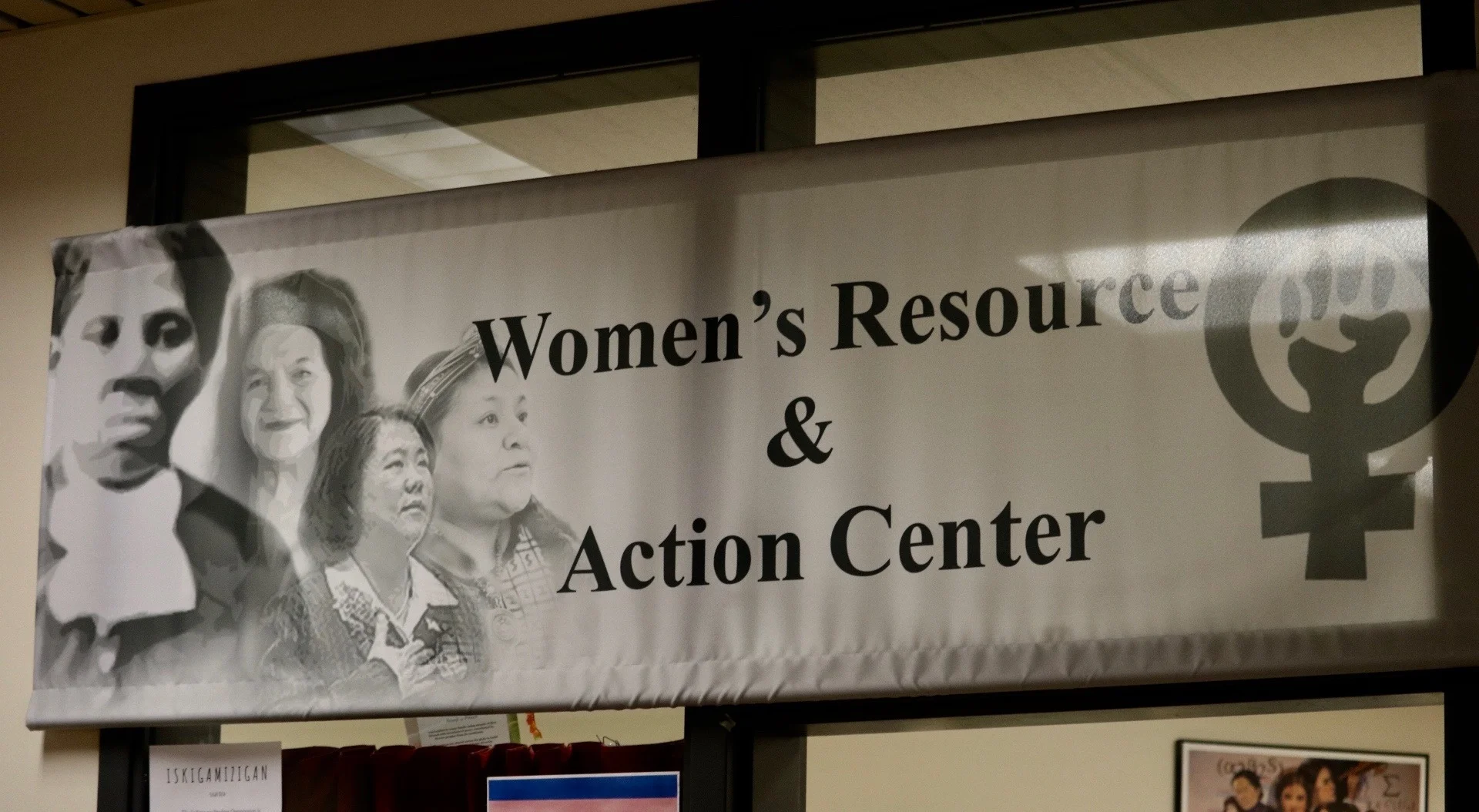 Banner for UMD’s Women’s Resource and Action Center. Photo by Madison Hunter