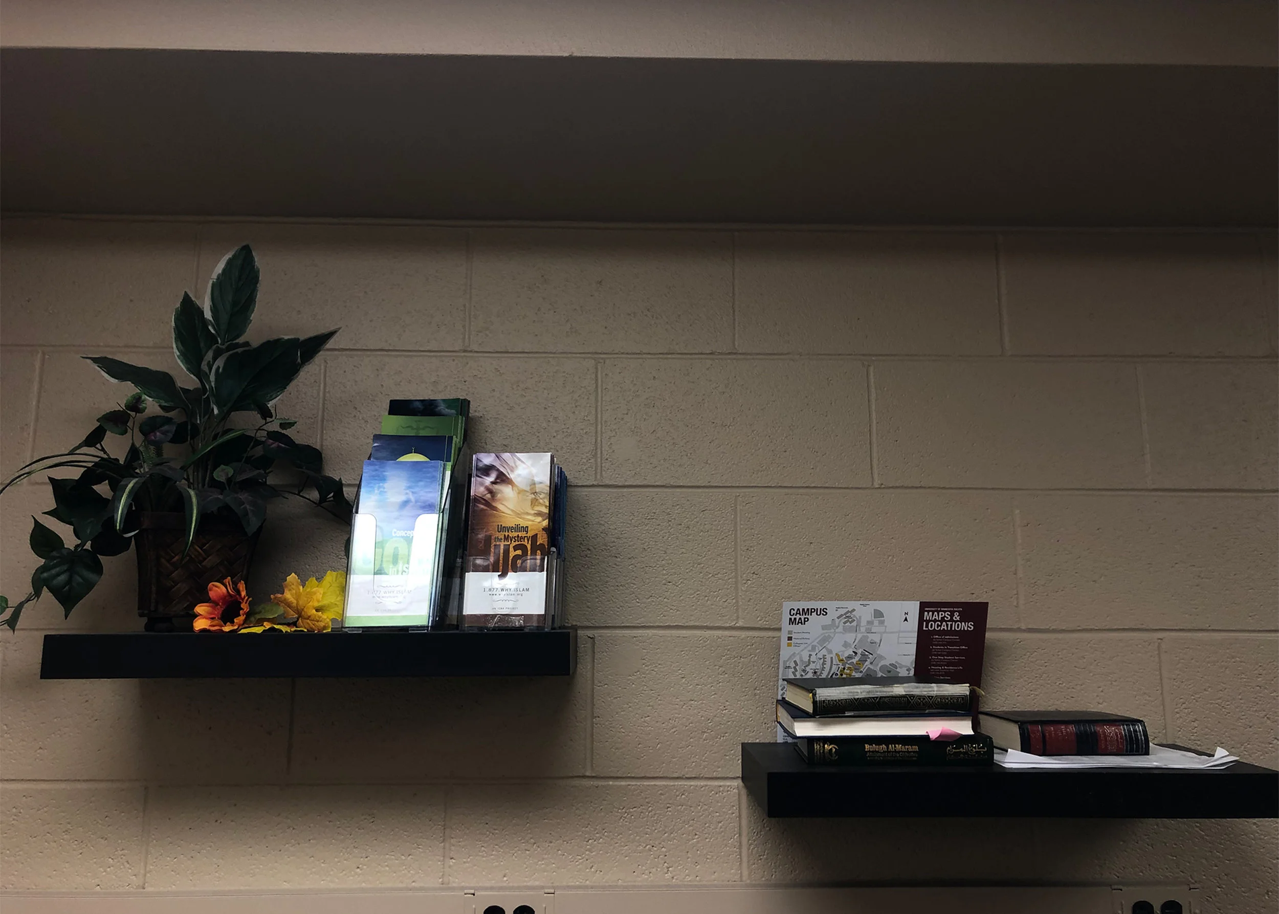 Various books and pamphlets included in prayer room, Photo Courtesy of Madison Hunter