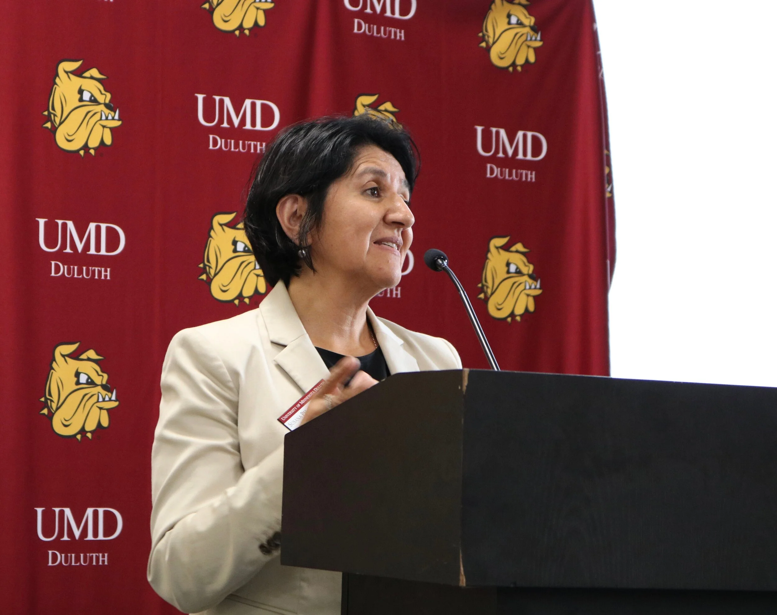 Susana Pelayo-Woodward expresses her gratitude towards students, UMD and coworkers for all the effort put into the renovation. Photo courtesy Kirby Student Center