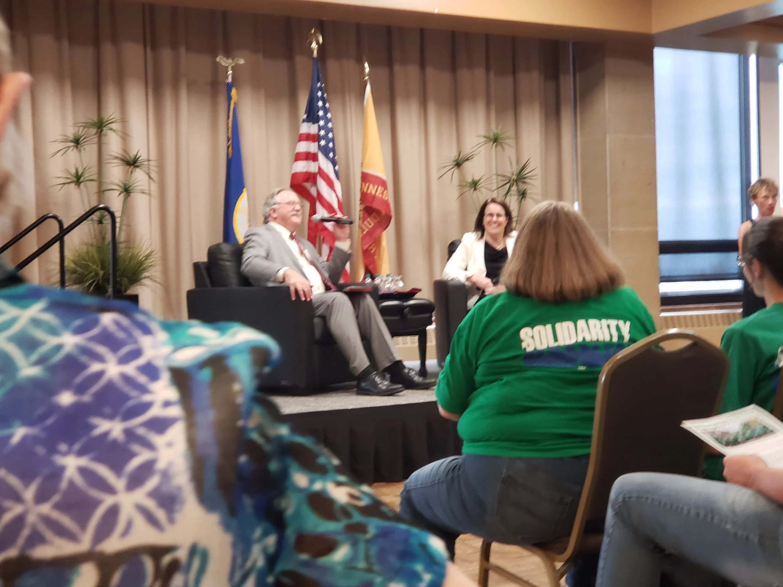 President Joan Gabel held a Town Hall at UMD in the Kirby Ballroom, run by Chancellor Black, who asked questions that were sent in by audience members. Photo by Atticus Hodges