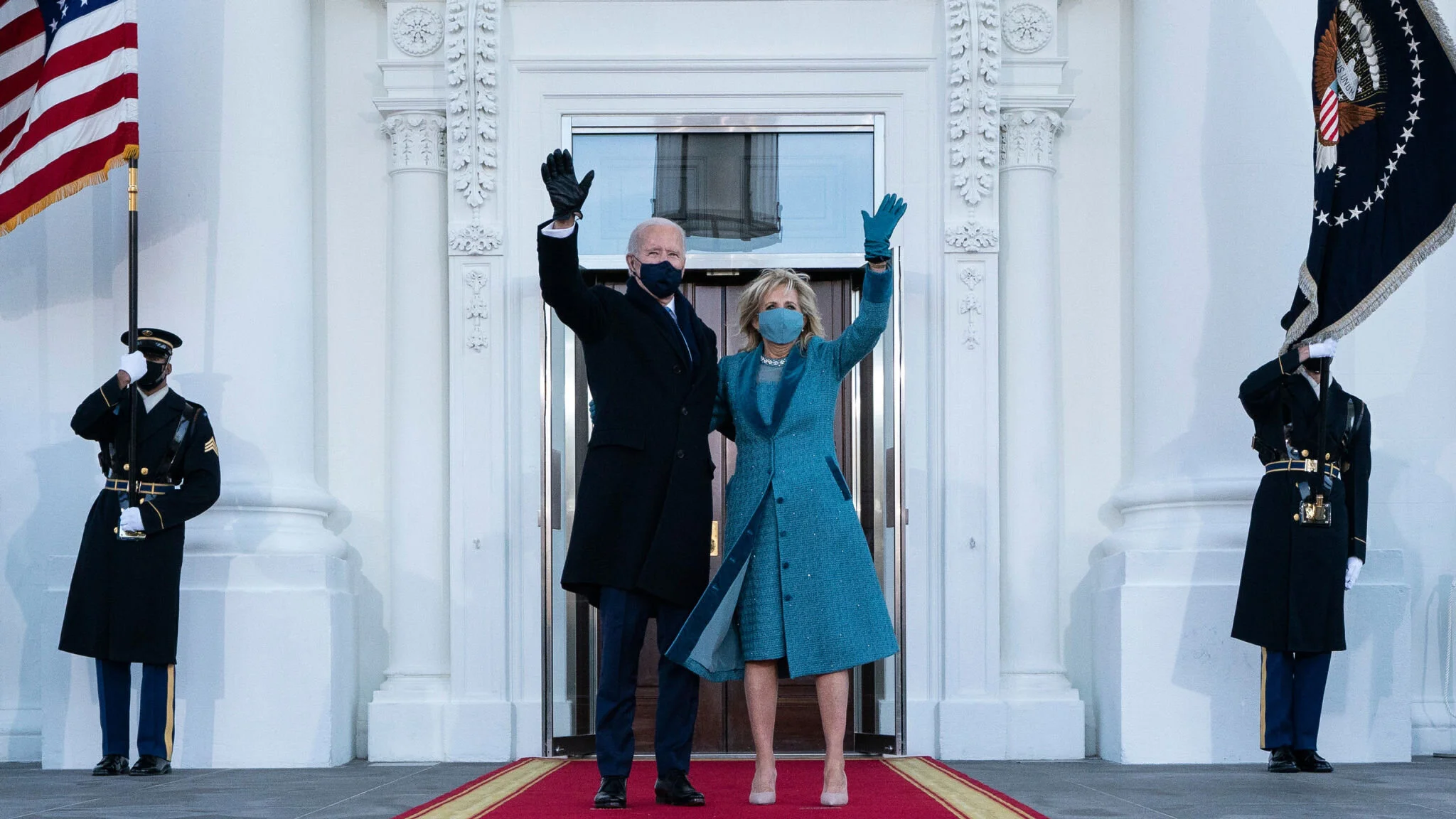 President Biden and First Lady Dr. Jill Biden wave to the crowd following the inauguration. Photo courtesy of Associated Press