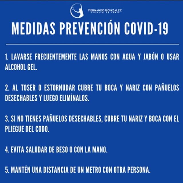 Aqu&iacute; les dejamos las medidas que el Ministerio de Salud pidi&oacute; tener para evitar contagio del Coronavirus. &iexcl;Nosotros en la @escuelafernandogonzalez las seguimos al pie de la letra!💪👍