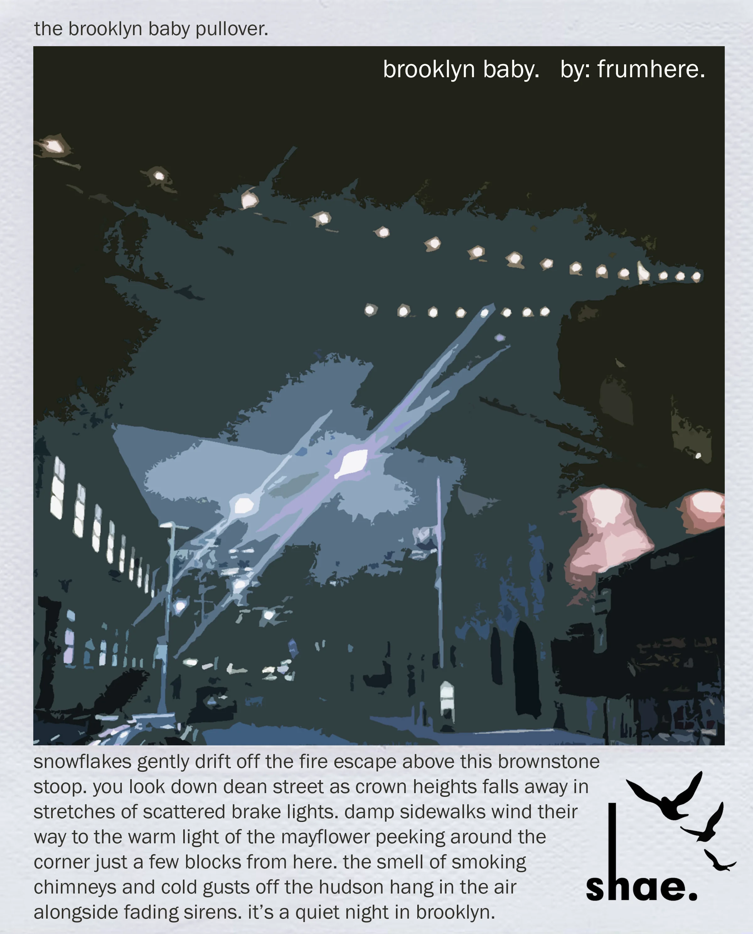 The Story Card for the Brooklyn Baby Pullover included with every garment.