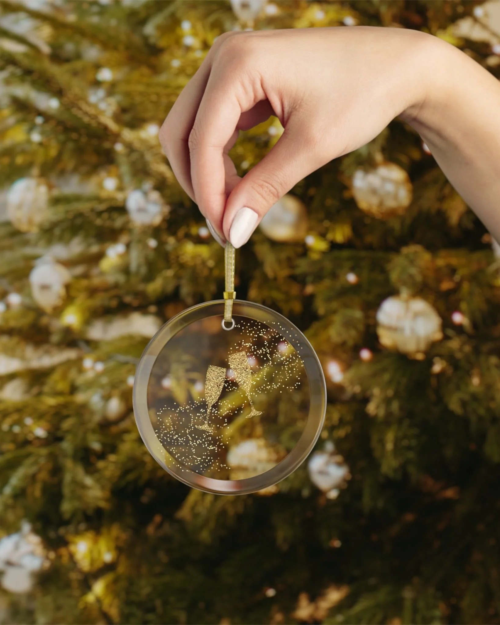 Champagne - Glass Christmas Ornament