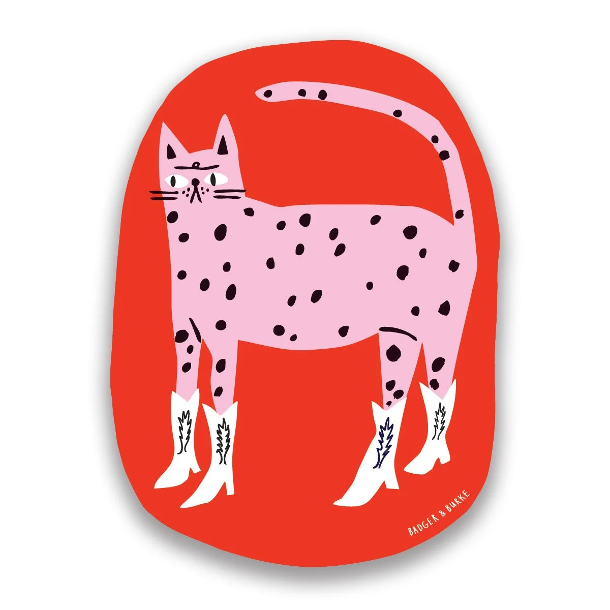 Cowboy Cat Sticker  x 4